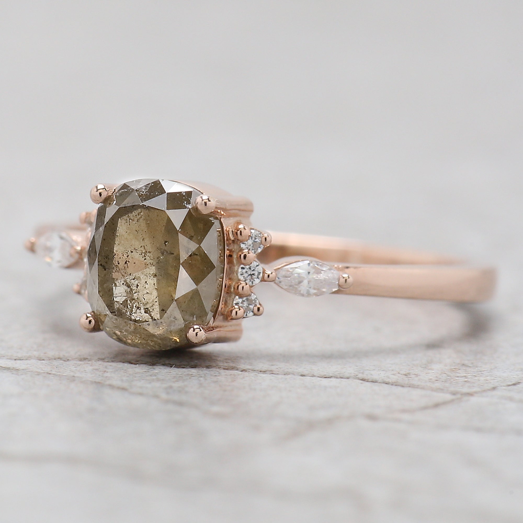 Cushion Cut Yellow Color Diamond Ring 1.29 Ct 6.80 MM Cushion Diamond Ring 14K Solid Rose Gold Silver Engagement Ring Gift For Her QL7333