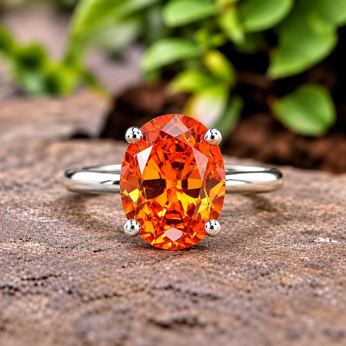 Oval Orange Citrine stone engagement ring 12mm 10mm 9mm 8mm 7mm ring silver simulant Ring Solitaire ring Diamond ring Gift for her FD337