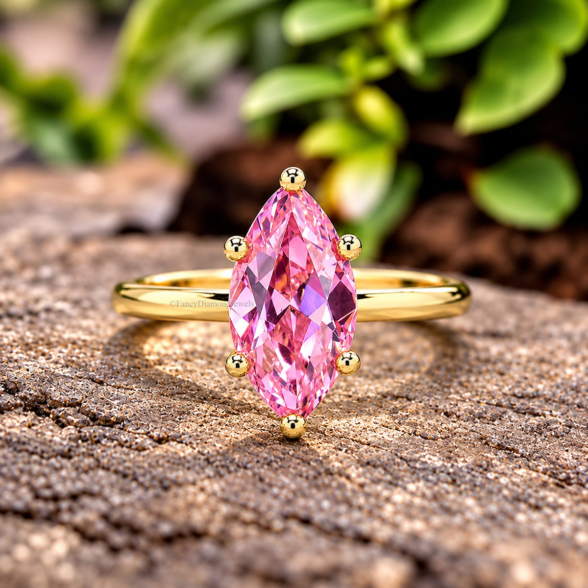 Marquise Pink Tourmaline engagement ring 8mm 9mm 10mm 12mm 14mm stone ring Simulant Marquise Solitaire ring Silver ring Gift for her FD339