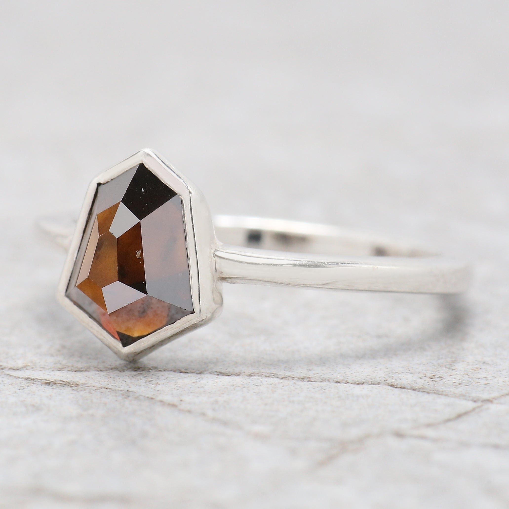 Shield Brown Color Diamond Ring 1.29 Ct 8.25 MM Shield Cut Diamond Ring 14K Solid White Gold Silver Engagement Ring Gift For Her QL1796