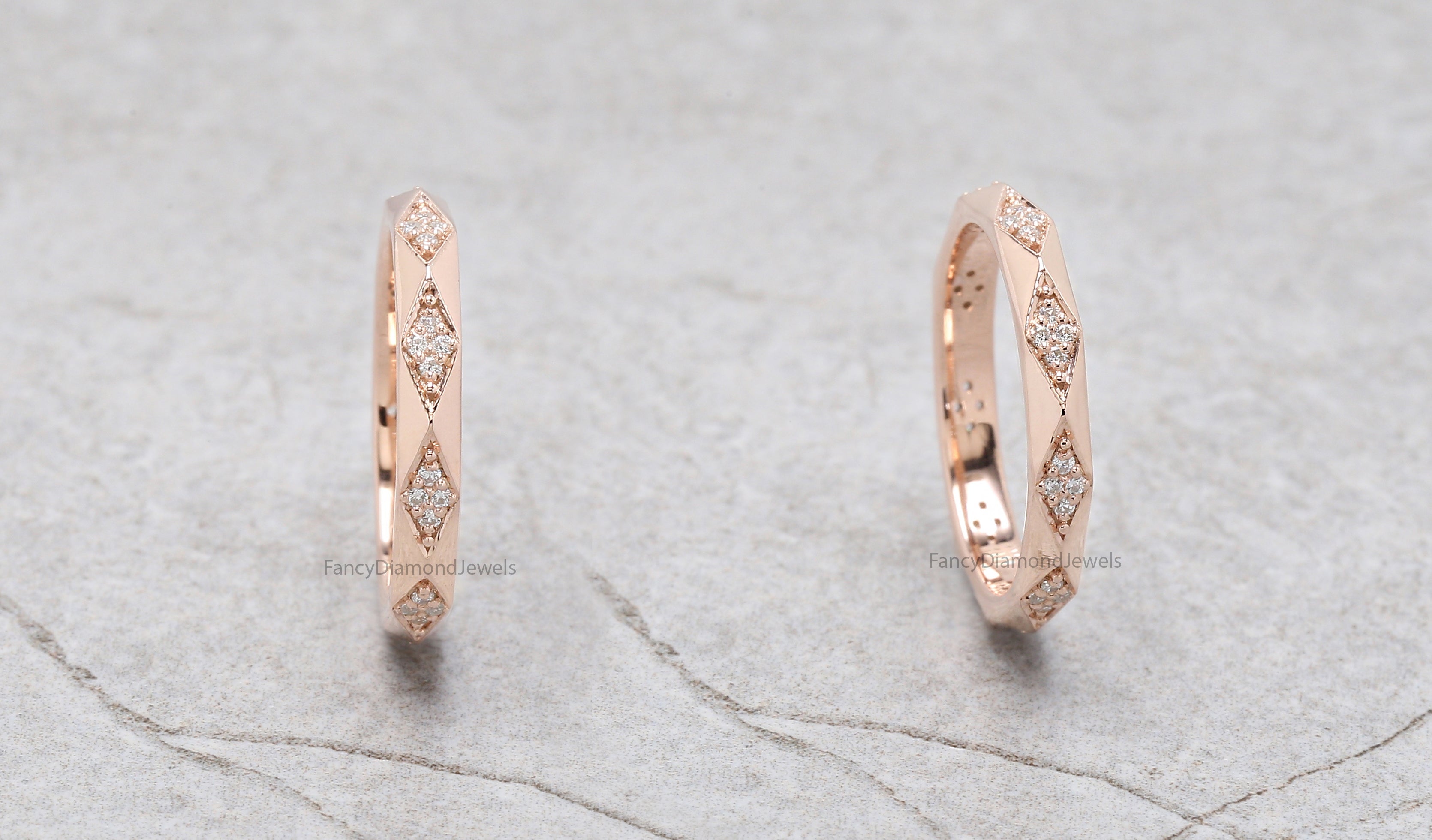 Round Diamond Engagement Band, Engagement Diamond Band, Couple Diamond Rings, Couple band, Round Diamond Band ring, Engagement Band, KD1177