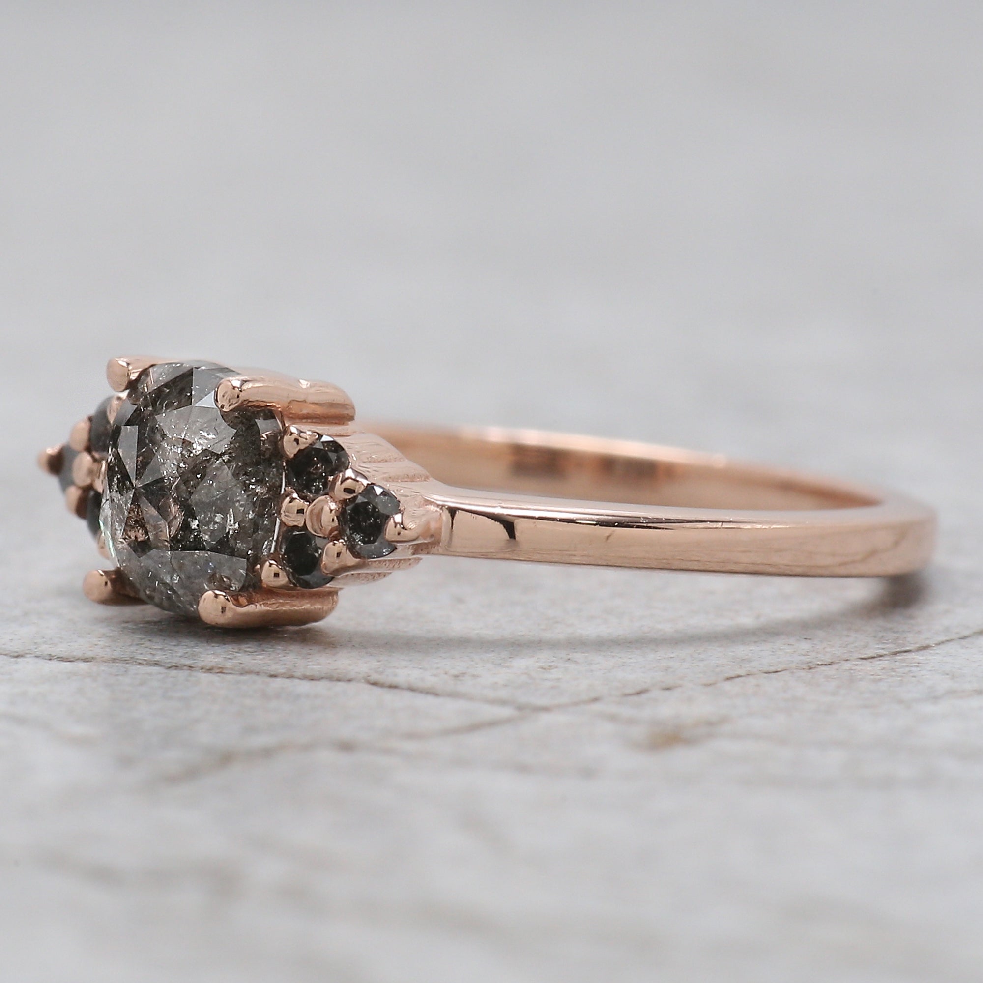 Cushion Salt and Pepper Diamond Ring, Salt and Pepper Cushion Diamond Engagement Ring, Cushion Ring, Cushion Cut Ring, Solitaire Ring QN723