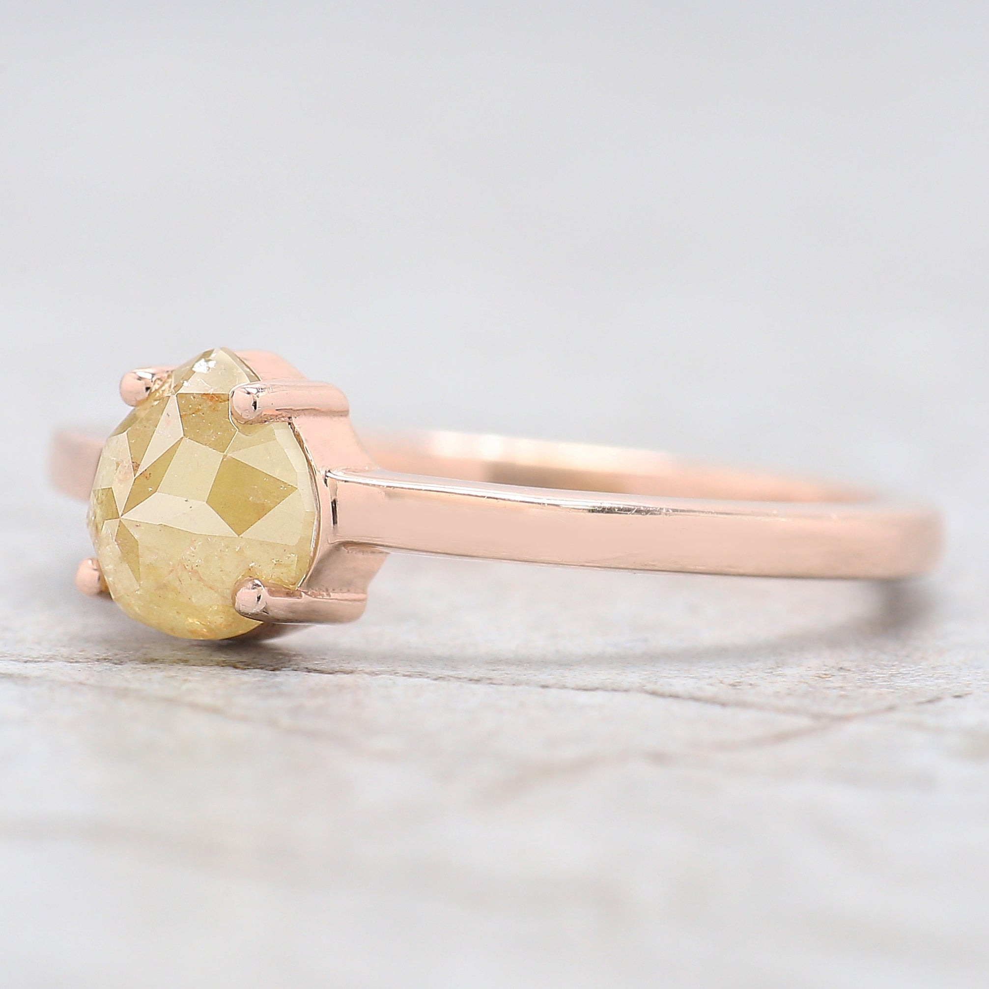 Pear Cut Yellow Color Diamond Ring 1.02 Ct 6.35 MM Pear Shape Diamond Ring 14K Solid Rose Gold Silver Engagement Ring Gift For Her QL1743