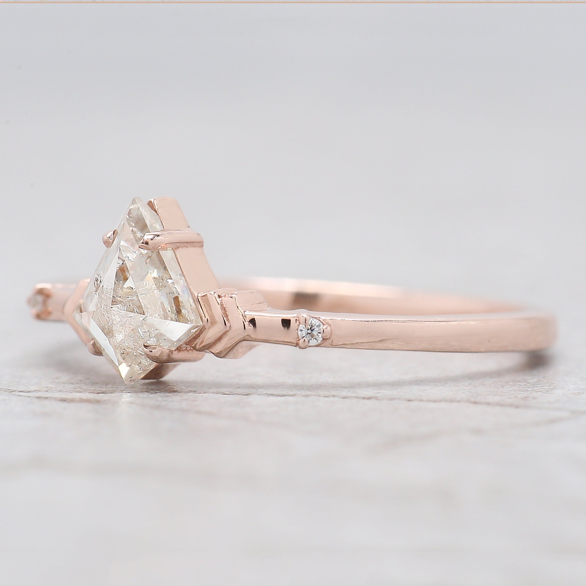 0.60 Ct Natural Kite Cut Shape White-H Color Diamond Ring 6.80 MM Kite Shape Diamond Ring 14K Solid Rose Gold Silver Engagement Ring QL2578