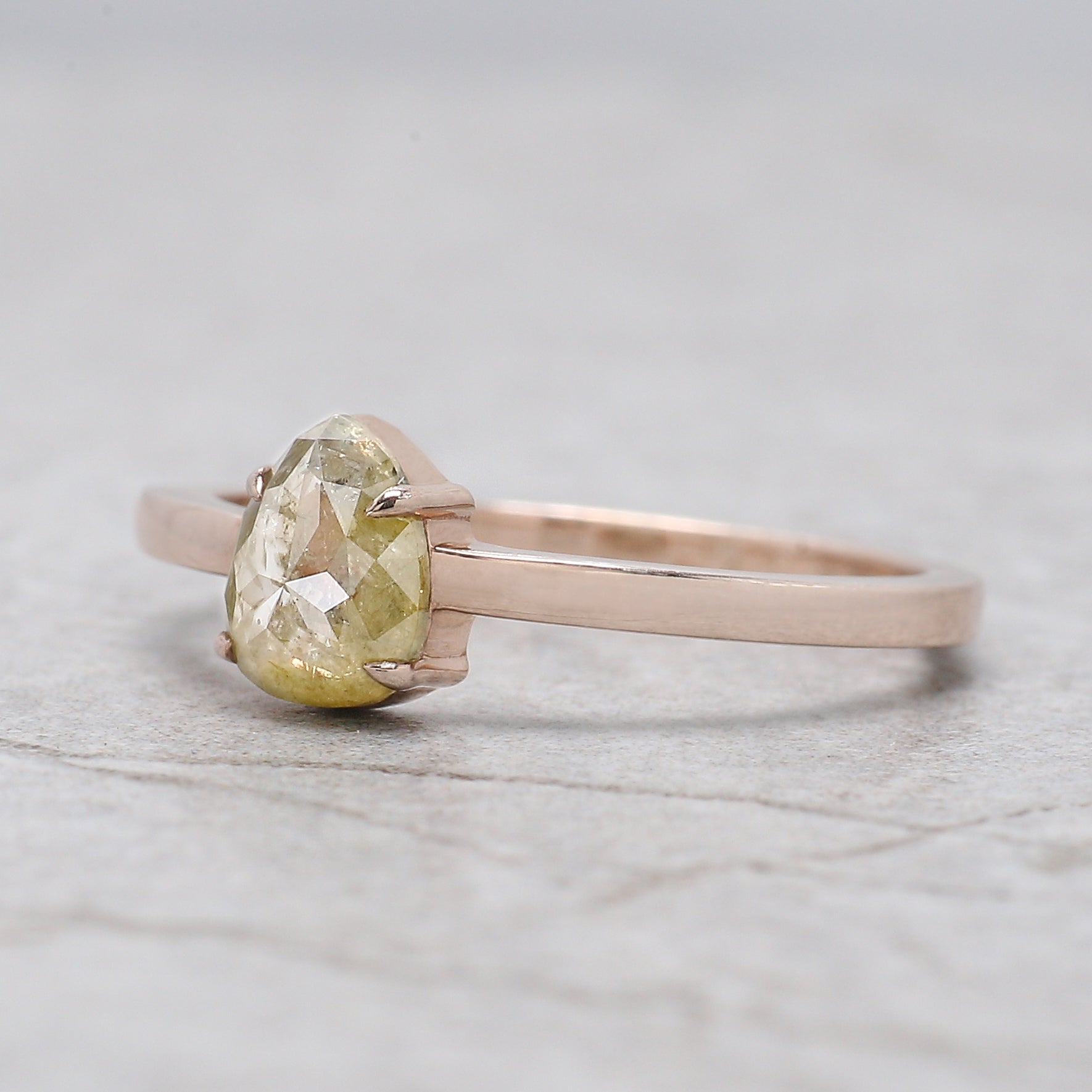 Pear Diamond Ring, Pear Engagement Ring, Yellow Color Pear Diamond Ring, Pear Shape Diamond Ring, Pear Cut Ring, Solitaire Ring, KD1126