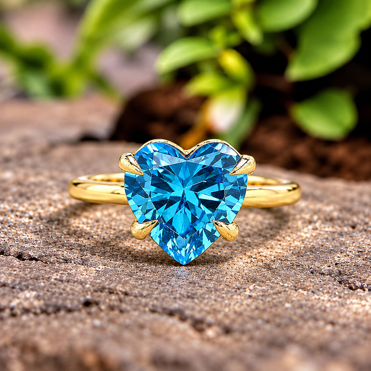 Heart Blue Aquamarine engagement ring 10mm 9mm 8mm 7mm 6mm stone ring Simulant Solitaire ring Diamond ring Silver ring Gift for her FD544