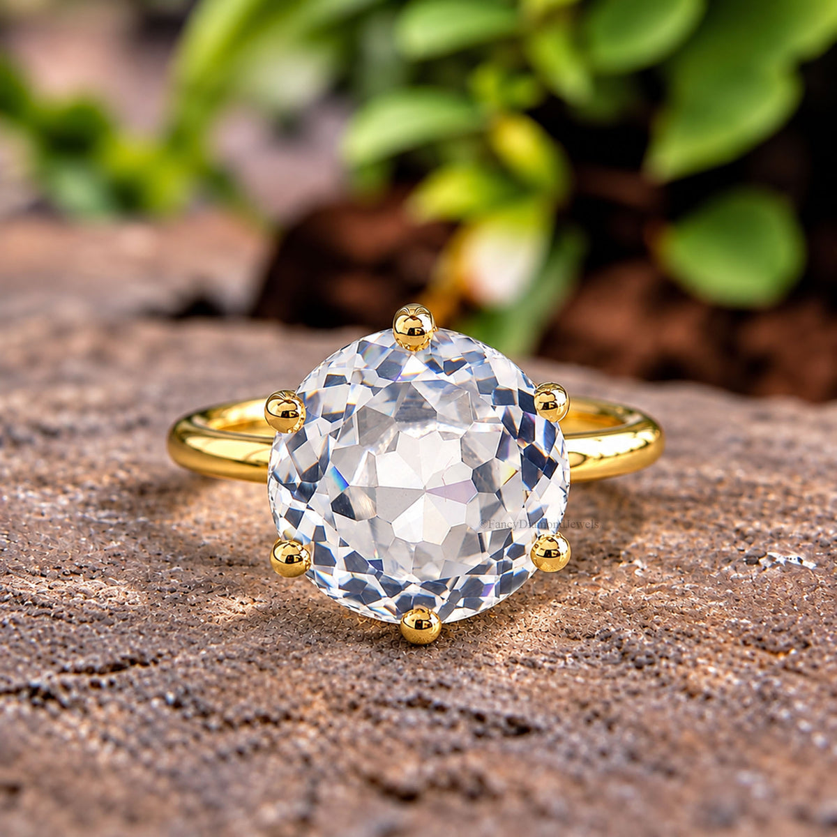 Round Portuguese Cut Diamond engagement ring 7 mm to 11 mm stone ring Simulant Diamond Solitaire Silver Promise ring Gift for her FD523