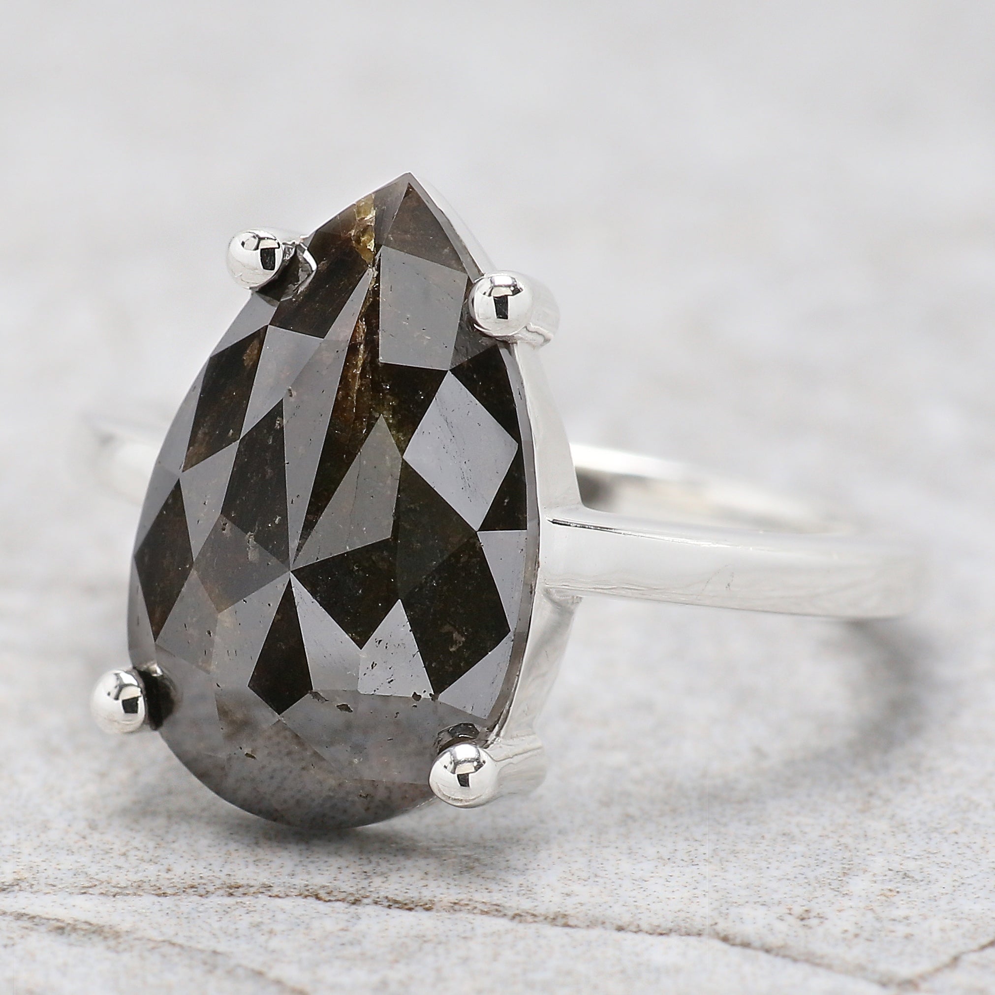 Pear Black Brown Color Diamond Ring Engagement Wedding Gift Ring 14K Solid Rose White Yellow Gold Ring 4.00 CT QL2183