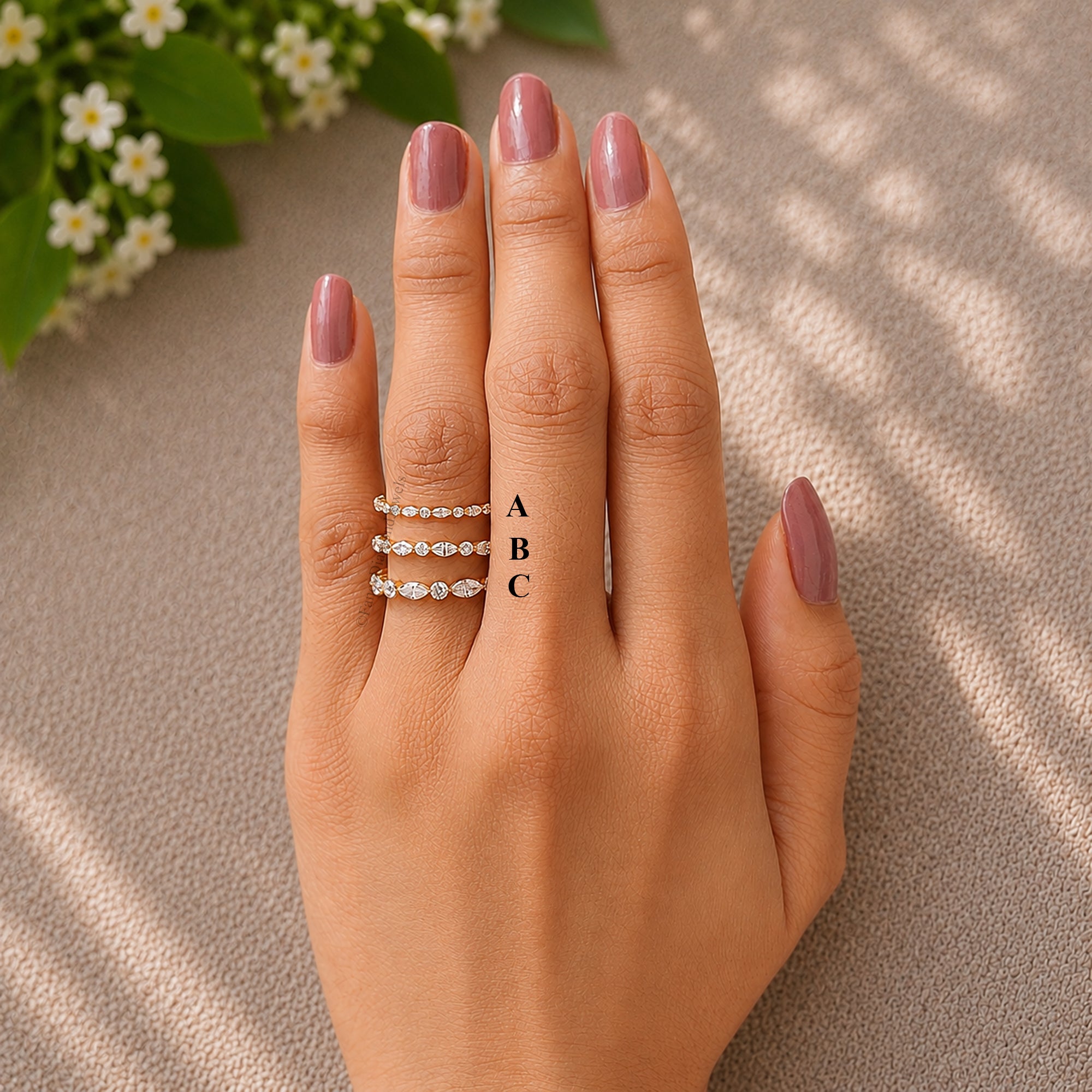 Marquise And Round Diamond Half Eternity Band Dainty Gold Stacking Ring Wedding Anniversary Gift for Her Minimalist Fine Jewelry FD587