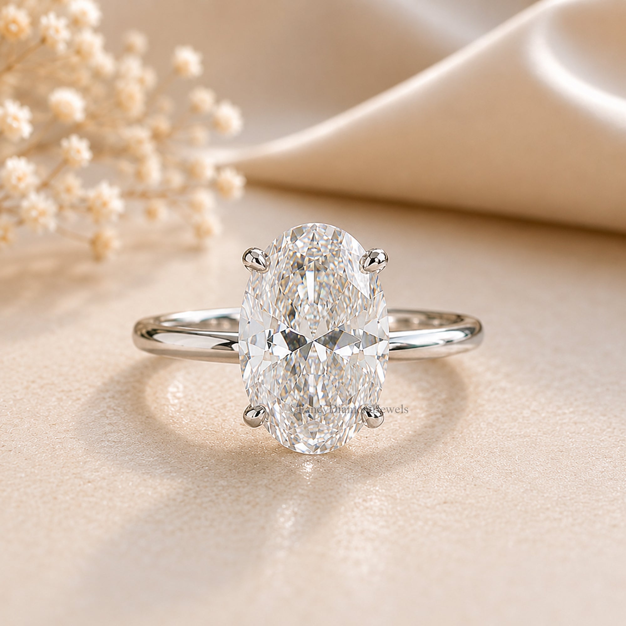 Oval Cut Engagement Ring, Moissanite Diamond Wedding Ring for Women, Oval Shape Moissanite Solitaire Propose Ring, Anniversary Gift FD588
