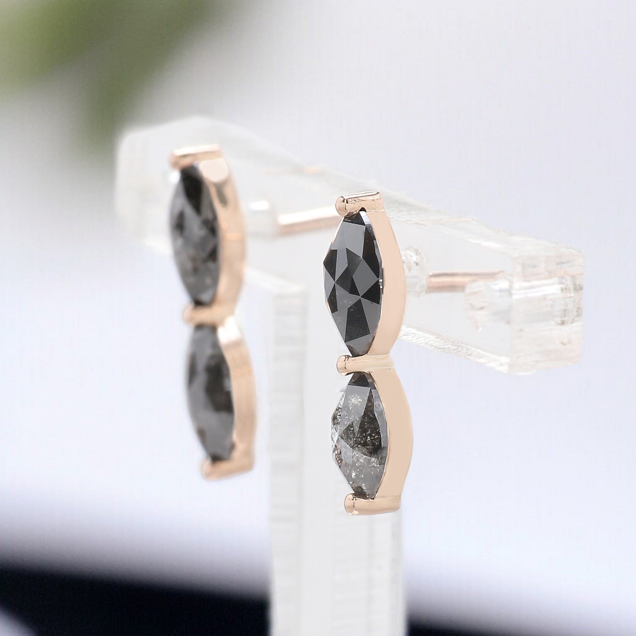 Marquise Shape Salt And Pepper Diamond Earring Marquise Earring Prong Set Earring Engagement Earring Earlobe Earrings Gift For Her KDL1316