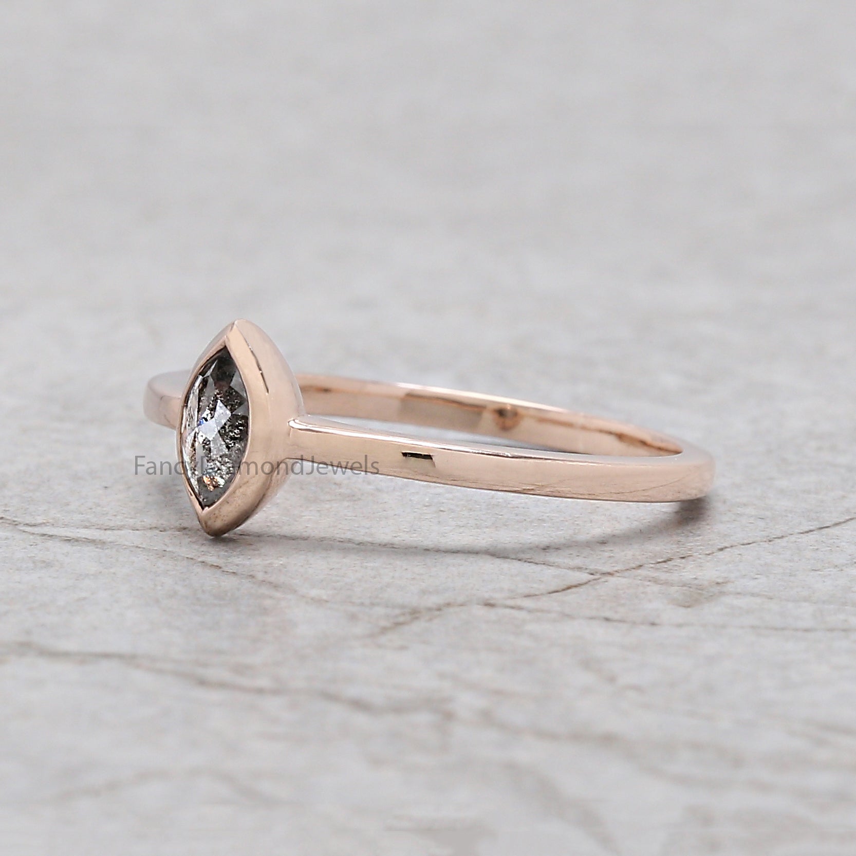 Marquise Salt and pepper Diamond Ring, Salt and pepper Marquise Diamond Engagement Ring, Marquise Diamond Ring, Marquise Shape Ring, KD1159