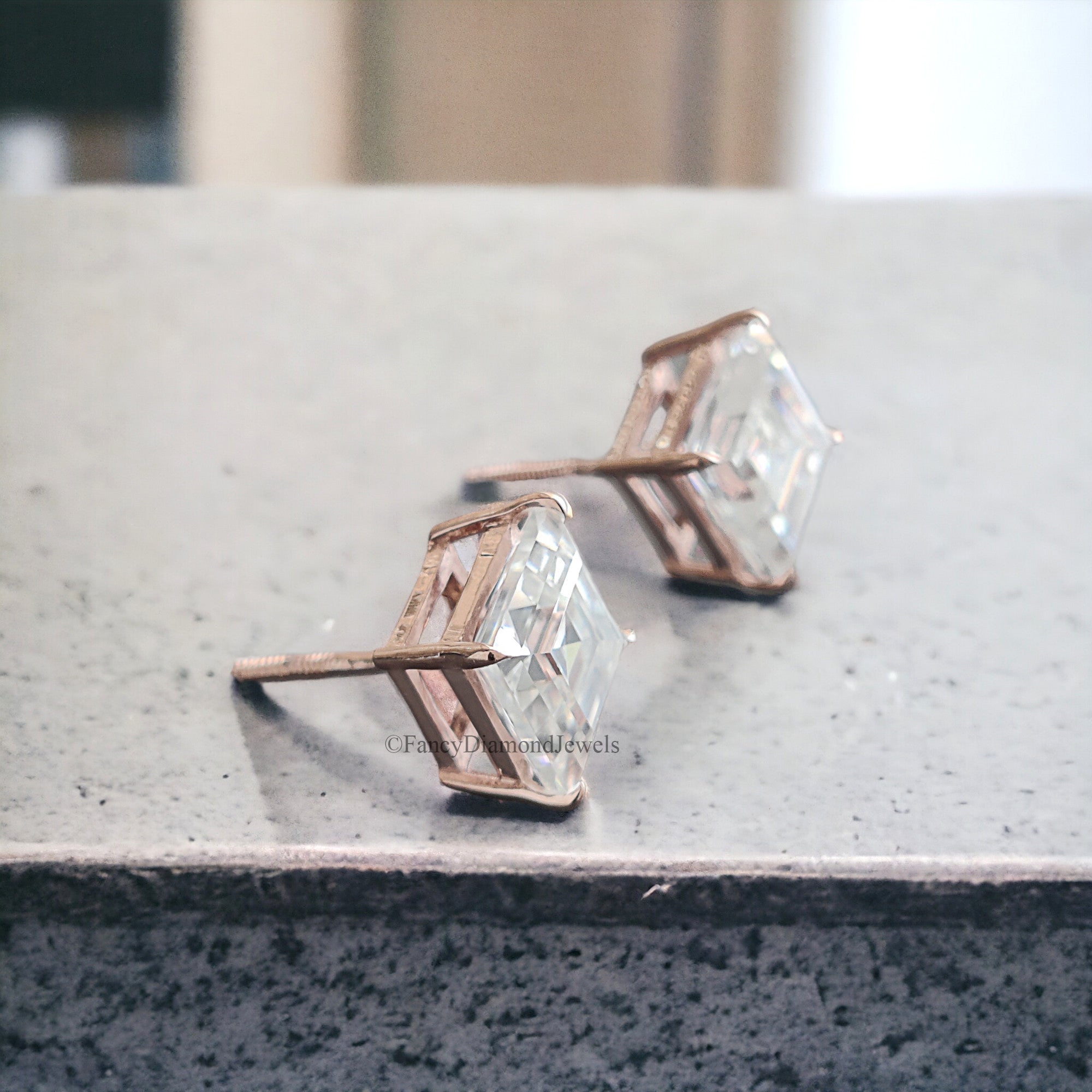 Moissanite Stud Earrings Kite Cut Moissanite Wedding Earrings 3.40 TCW Colorless Moissanite Kite Screw Back Earrings Gift For Women FD217