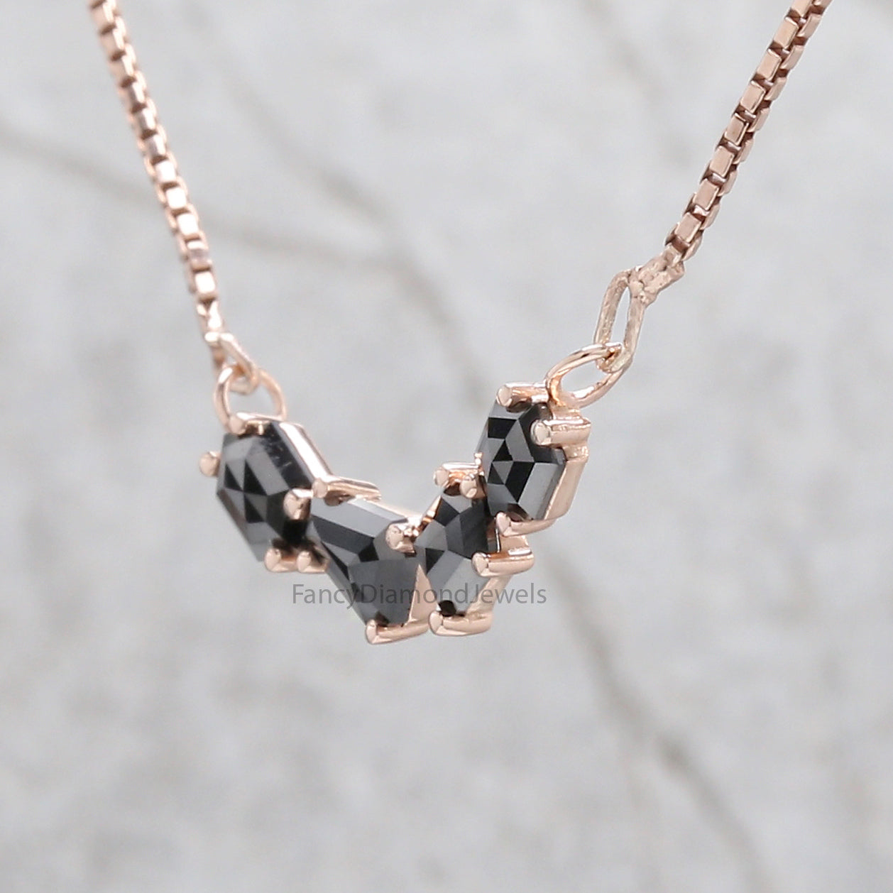 Mix Shape Black Color Diamond Pendant 1.04 Ct 5.55 MM Mix Shape Cut Diamond Pendant 14K Solid Rose Gold Silver Engagement Pendant QK2621