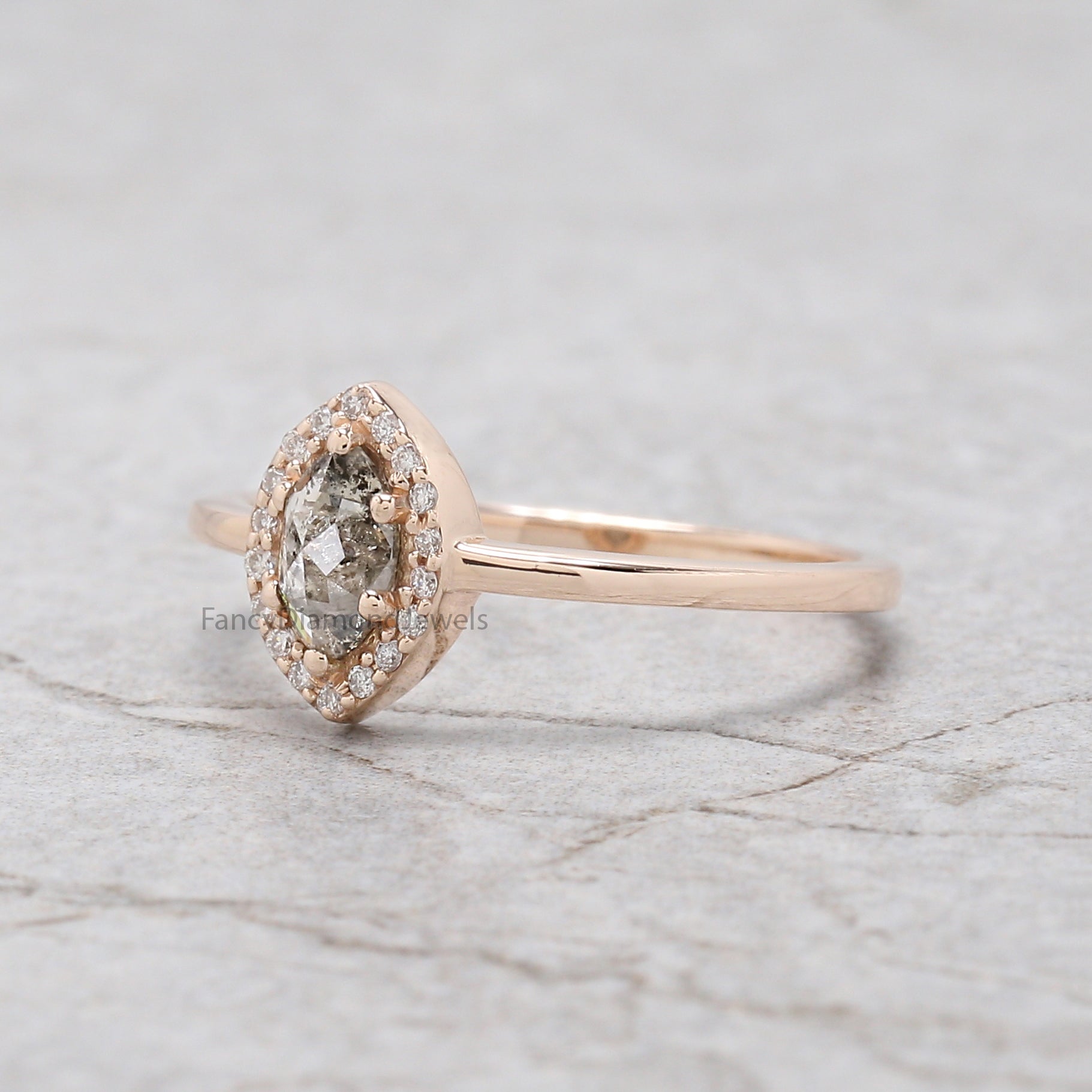 Marquise salt and pepper Diamond Ring, Salt and pepper Marquise Diamond Engagement Ring, Marquise Diamond Ring, Marquise Shape Ring, KD1119