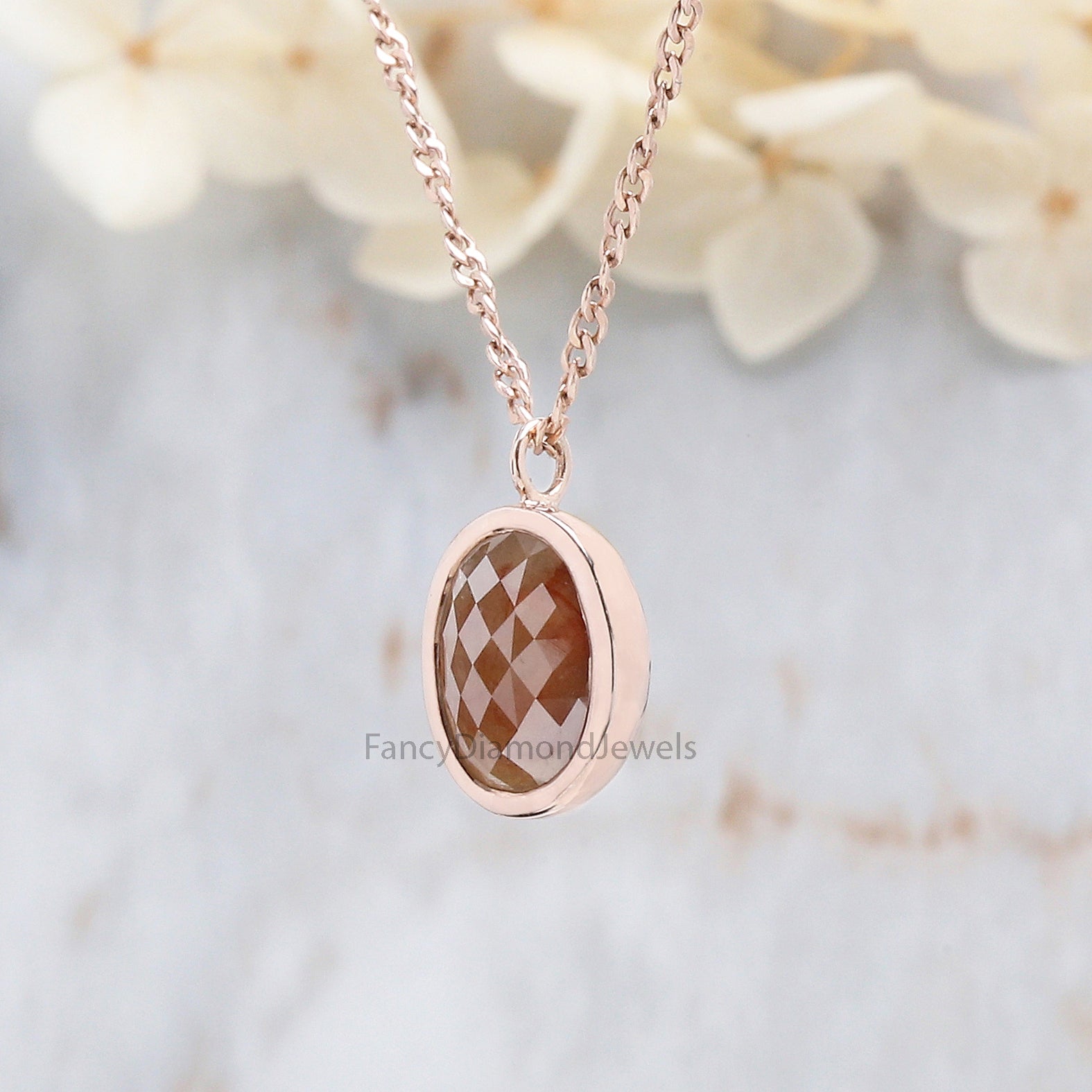 Oval Brown Color Diamond Pendant, Unique Diamond Pendant, Brown Diamond Pendant, Brown Oval Shape Pendant, Dangling Diamond Pendant, KDL7876