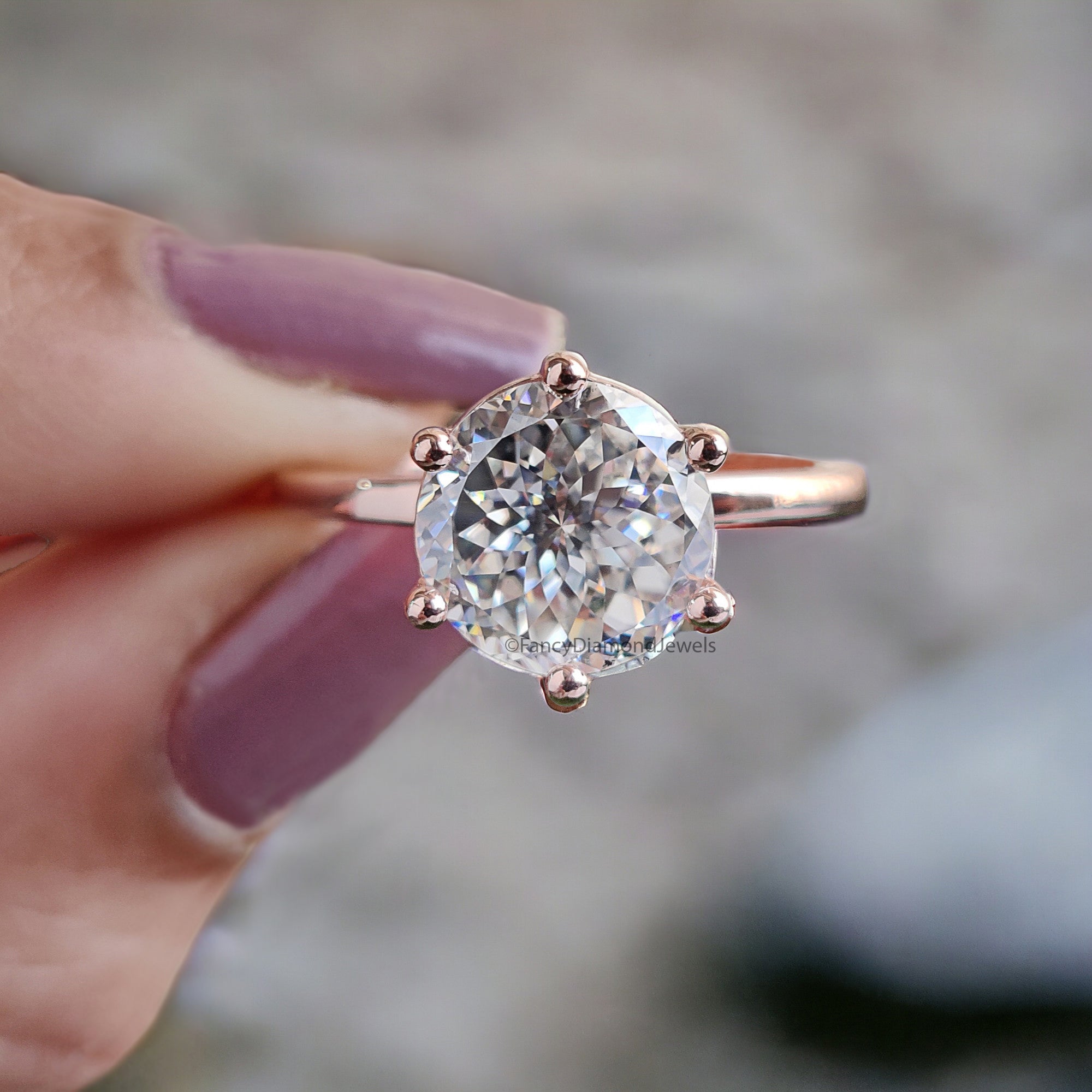 Antique 2.00 CT Portuguese Cut Colorless Moissanite Solitaire Ring Engagement Ring Vintage Rose Gold Wedding Ring Anniversary Gift Ring FD33