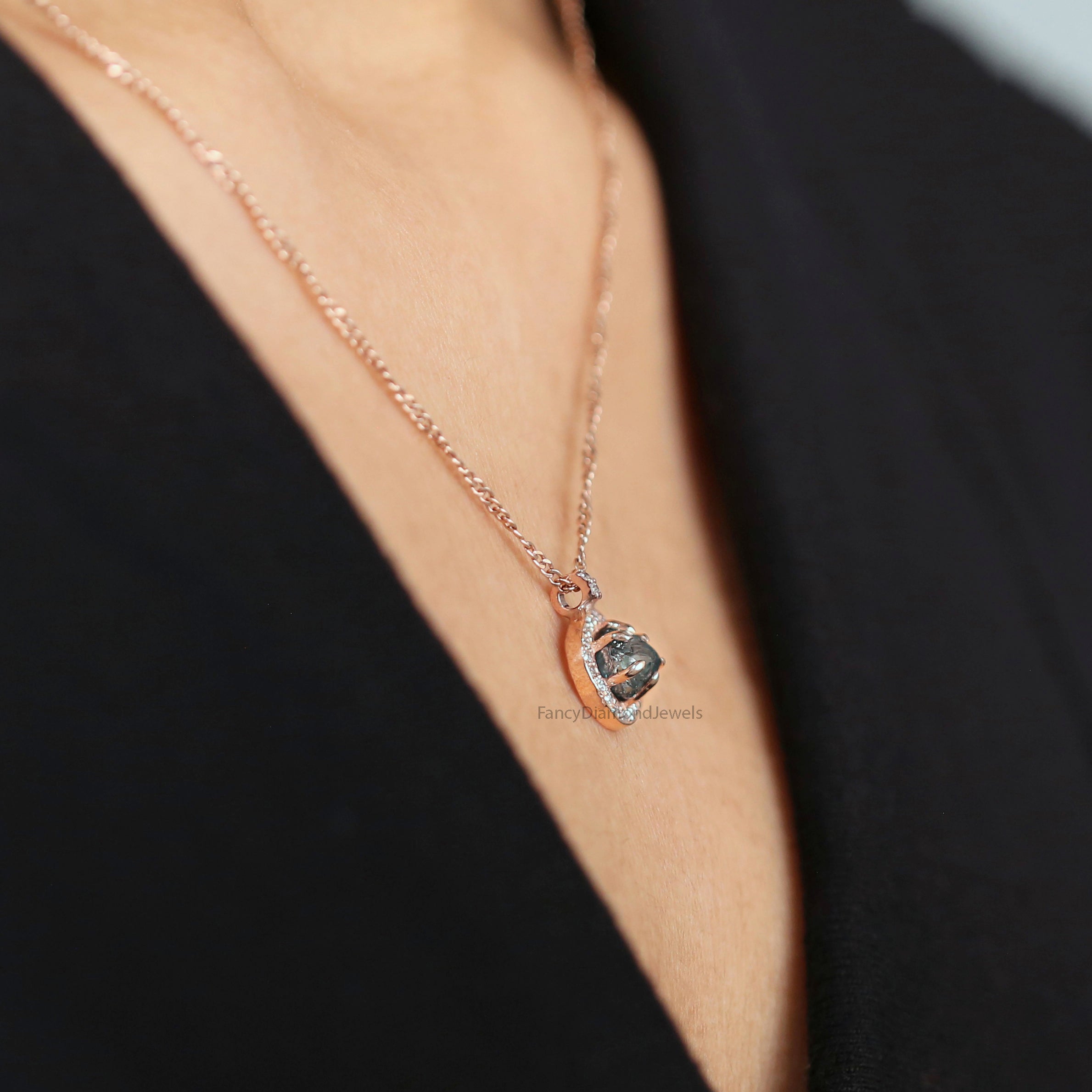 Rough Blue Color Diamond Pendant, Unique Diamond Pendant, Blue Diamond Pendant, Blue Rough Pendant, Rough Pendant, Dangling Pendant, KDL2349