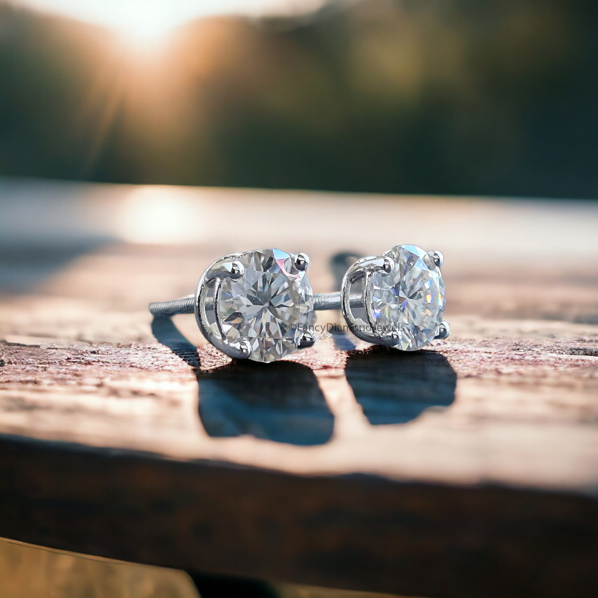 6.50 MM Round Brilliant Cut Earring Colorless Moissanite Stud Earrings Screw Back Earrings Wedding Earring Round Studs Earrings for Her FD25