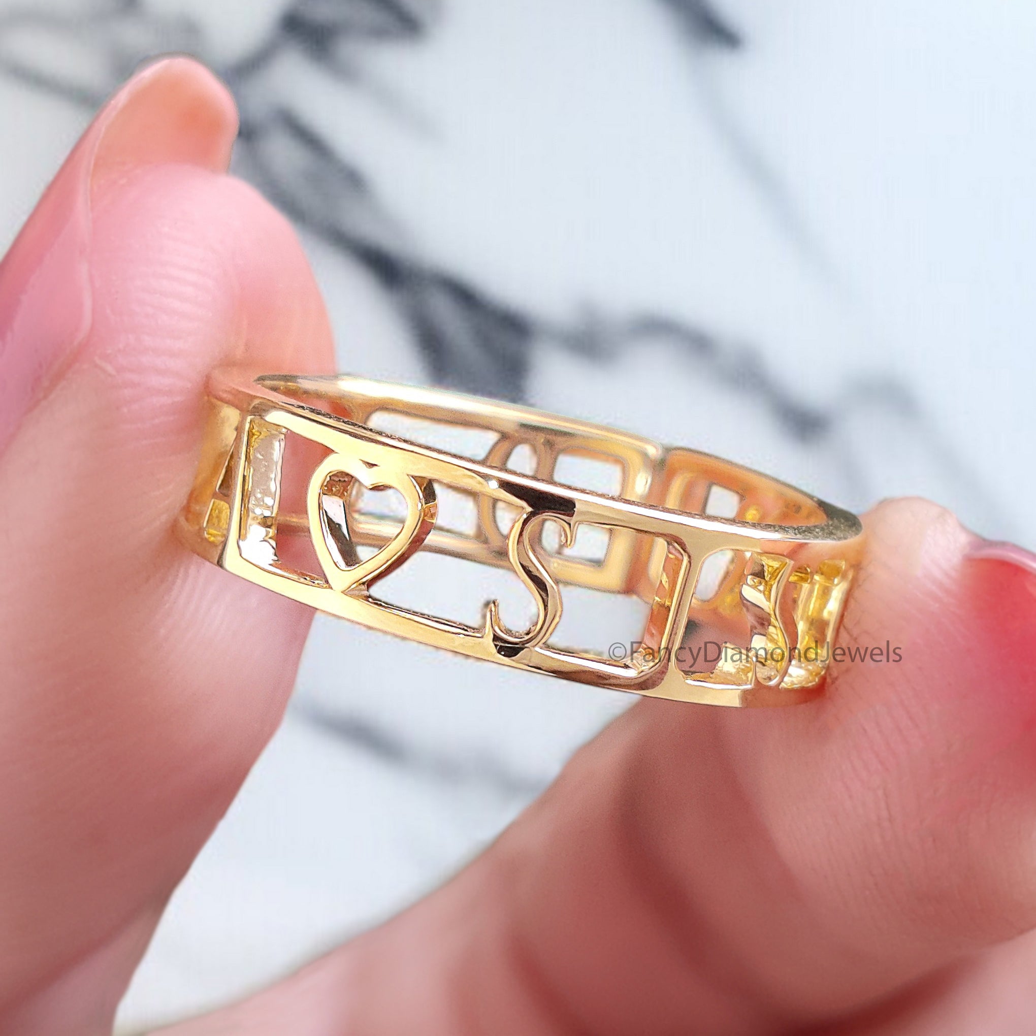 Double Name Gold Jewelry Ring Birthday Gift for Her Customize Heart Name engagement Ring Personalized Ring Stackable Custom Name Ring FD412