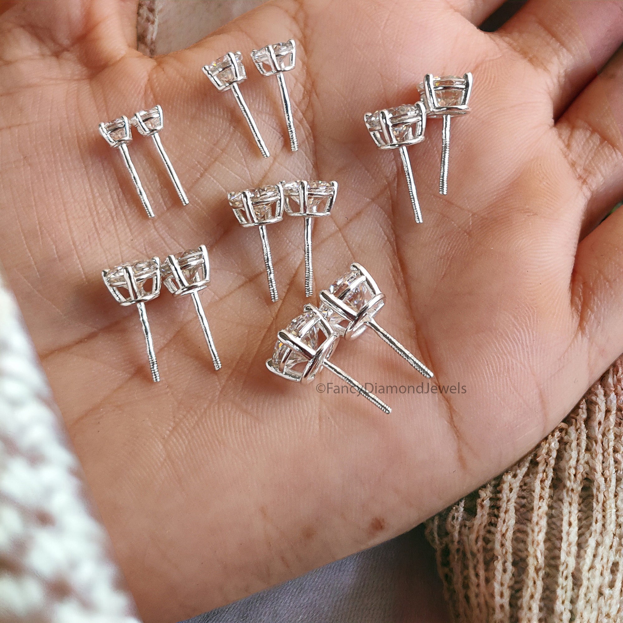 Gold Stud Earrings For Women Daily Wear Gold Earrings Moissanite Stud Earrings Screw Back Birthday Gifts Her Graduations Gifts For Her FD07