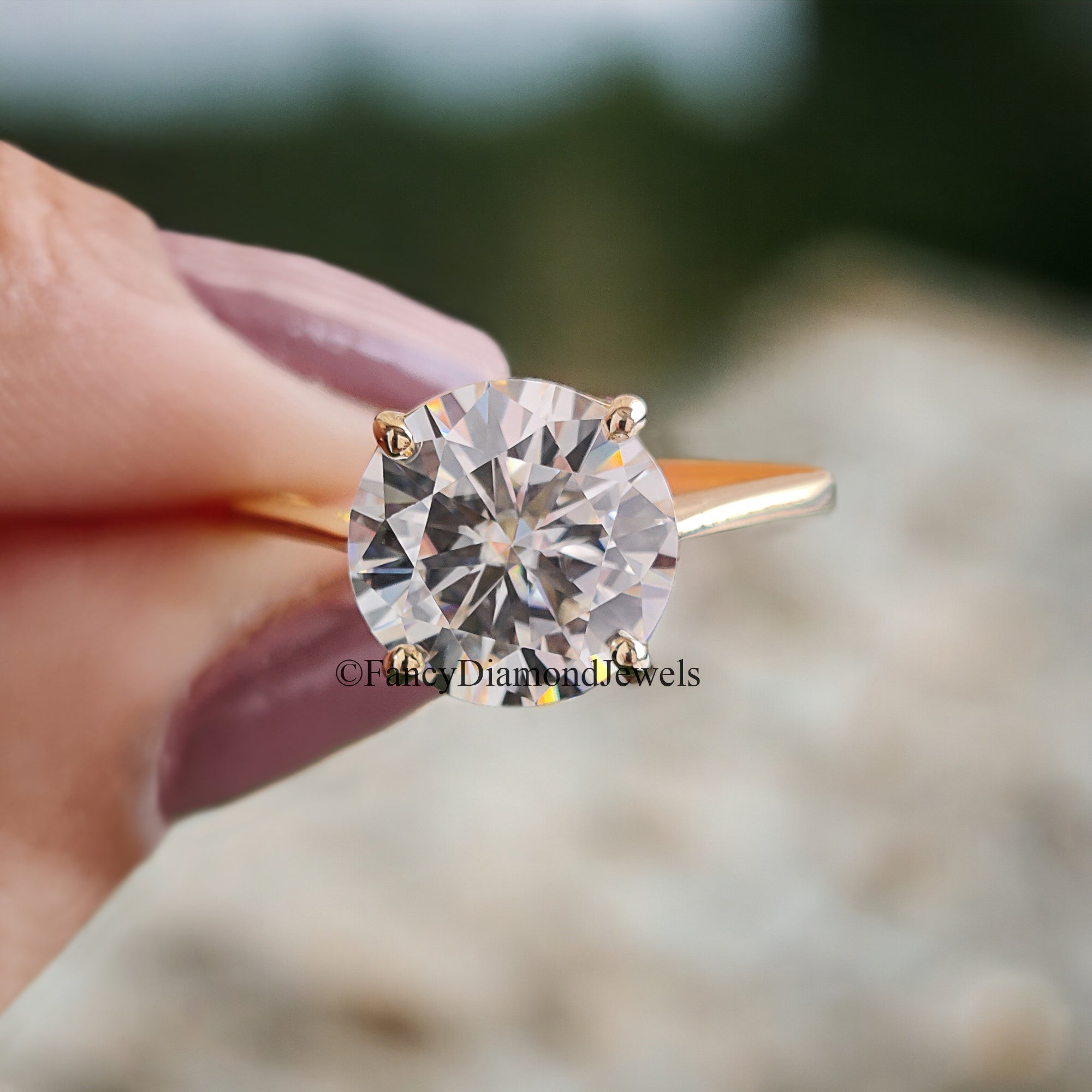 Round Moissanite Ring 925 Sterling Silver Moissanite Ring Wedding Engagement Ring Solitaire Moissanite Ring Moissanite Solid Gold Ring FD76