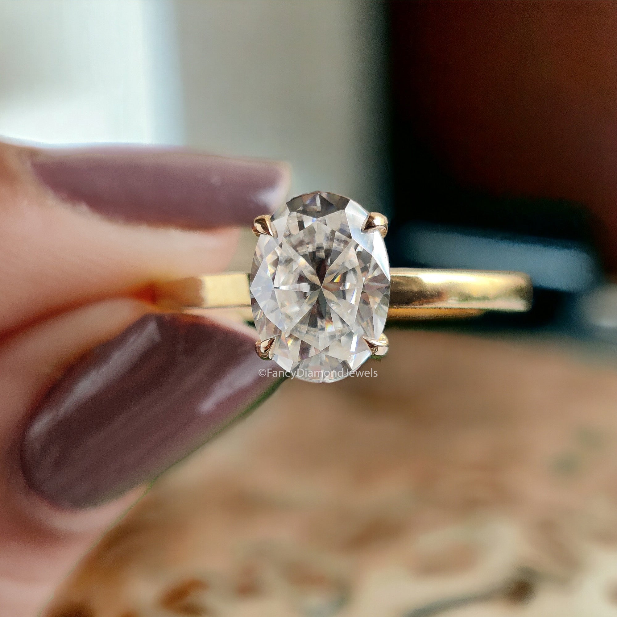 Beautiful Oval Shape Moissanite Ring Yellow Gold 10k/14k/18k 1.50 CT Oval Cut Ring Oval Wedding Engagement Ring Oval Colorless Ring FD15