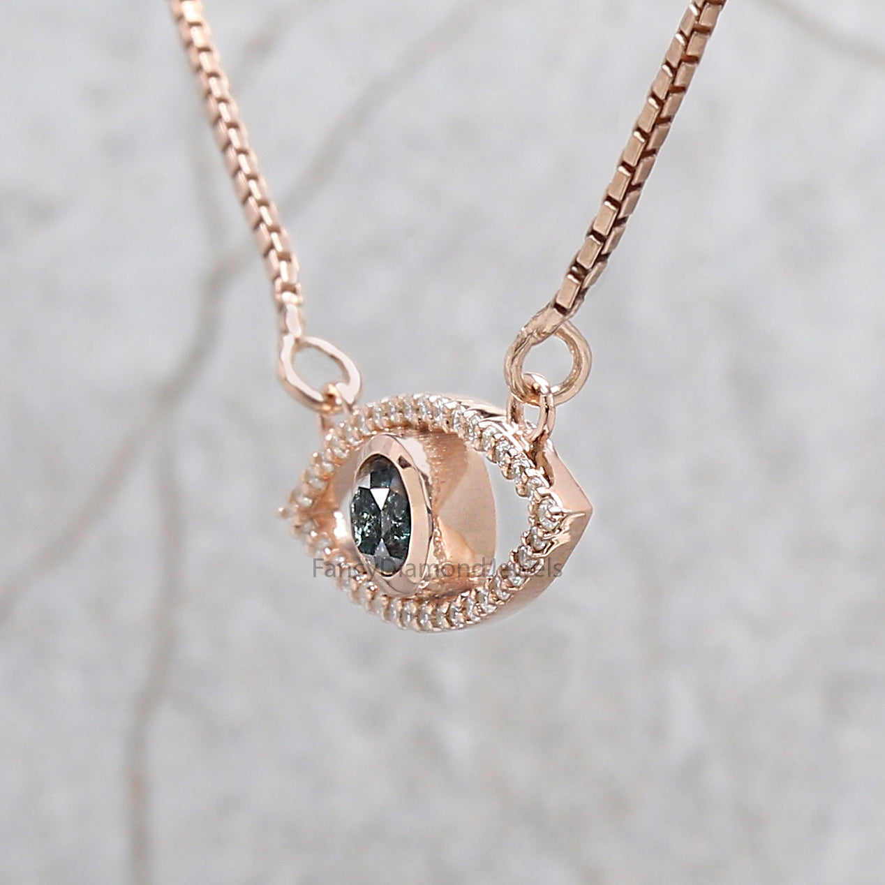 Round Brilliant Cut Blue Color Diamond Pendant, Unique Diamond Pendant, Round Brilliant Cut Diamond Pendant, Round Diamond Pendant, KDN9853