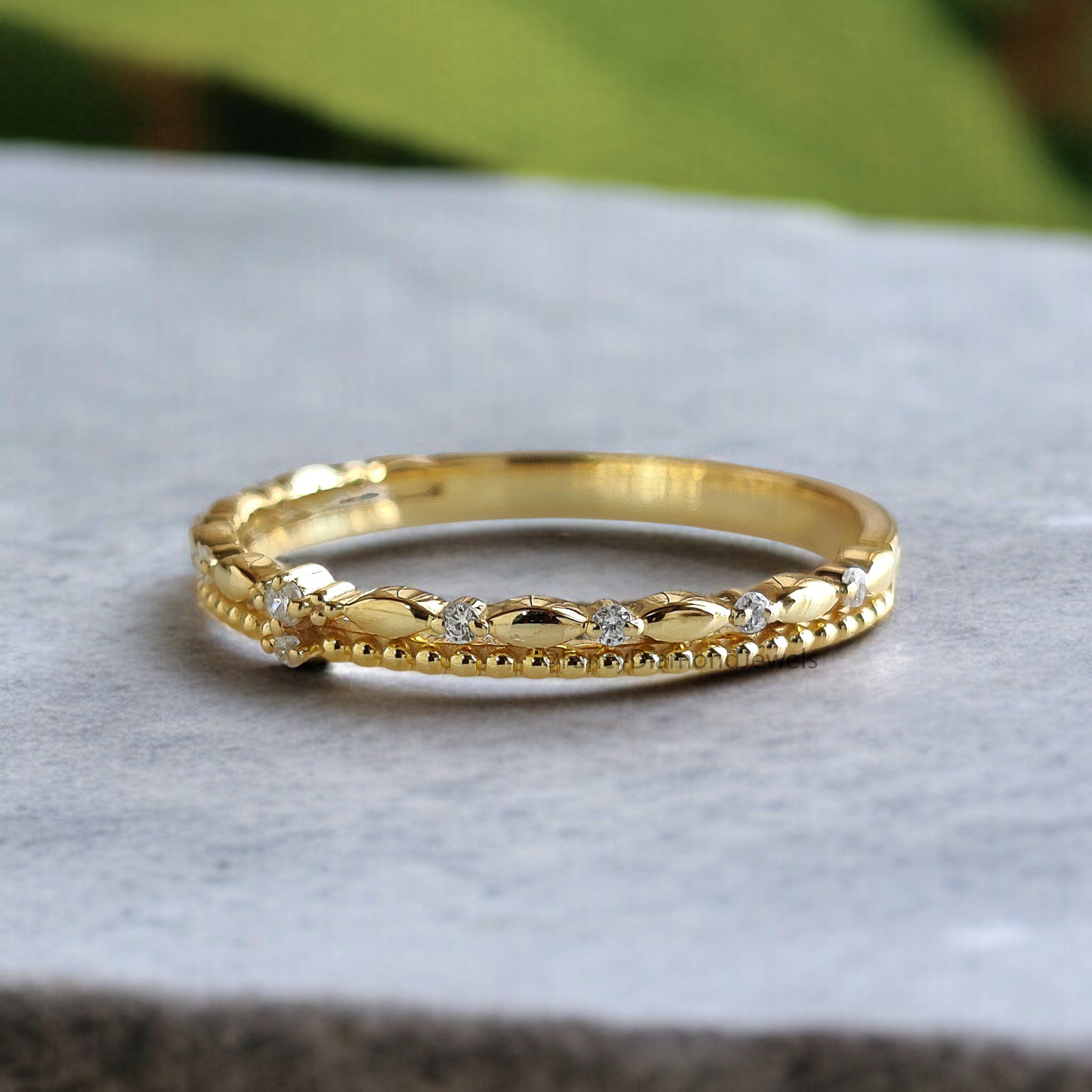 Natural White Double Diamond Wedding Band Silver Engagement Band Milgrain Ring Minimalist Stacking Diamond Promise Band Gift For Her FD518