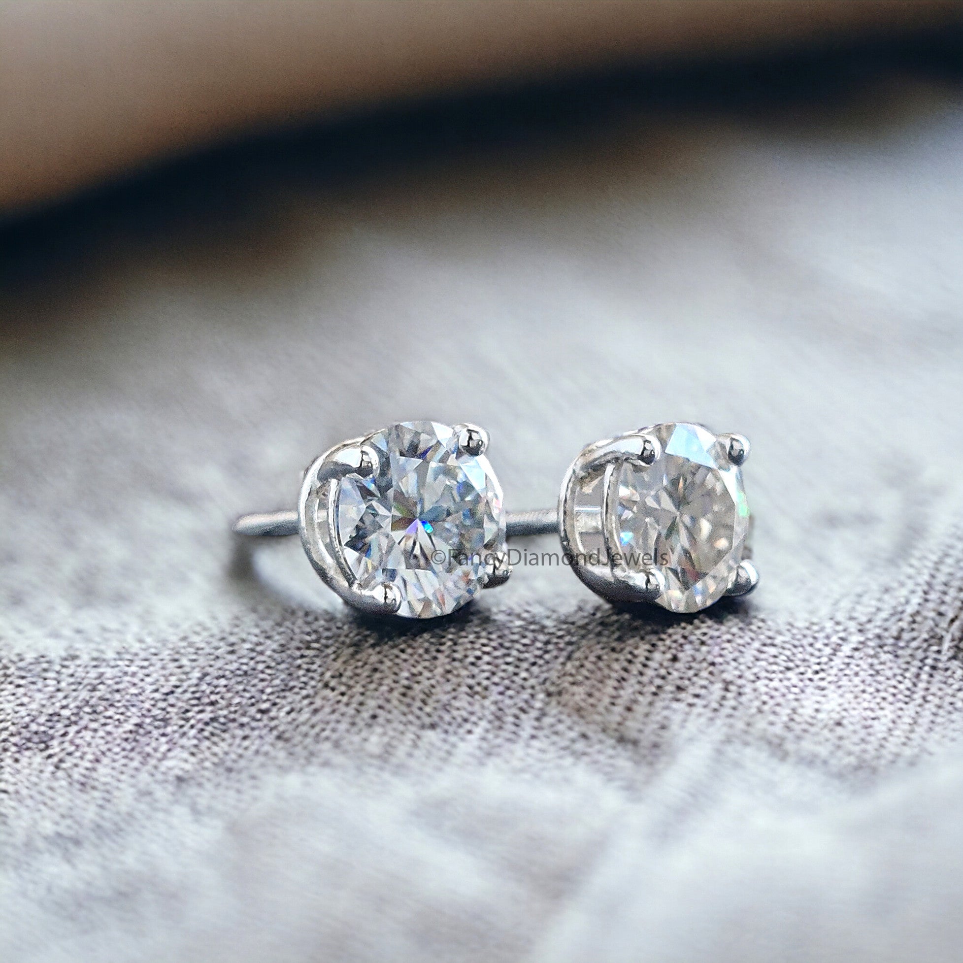 7 MM Round Brilliant Cut Earrings Colorless Moissanite Stud Earrings Screw Back Earrings Wedding Earrings Round Studs Earrings for Her FD26