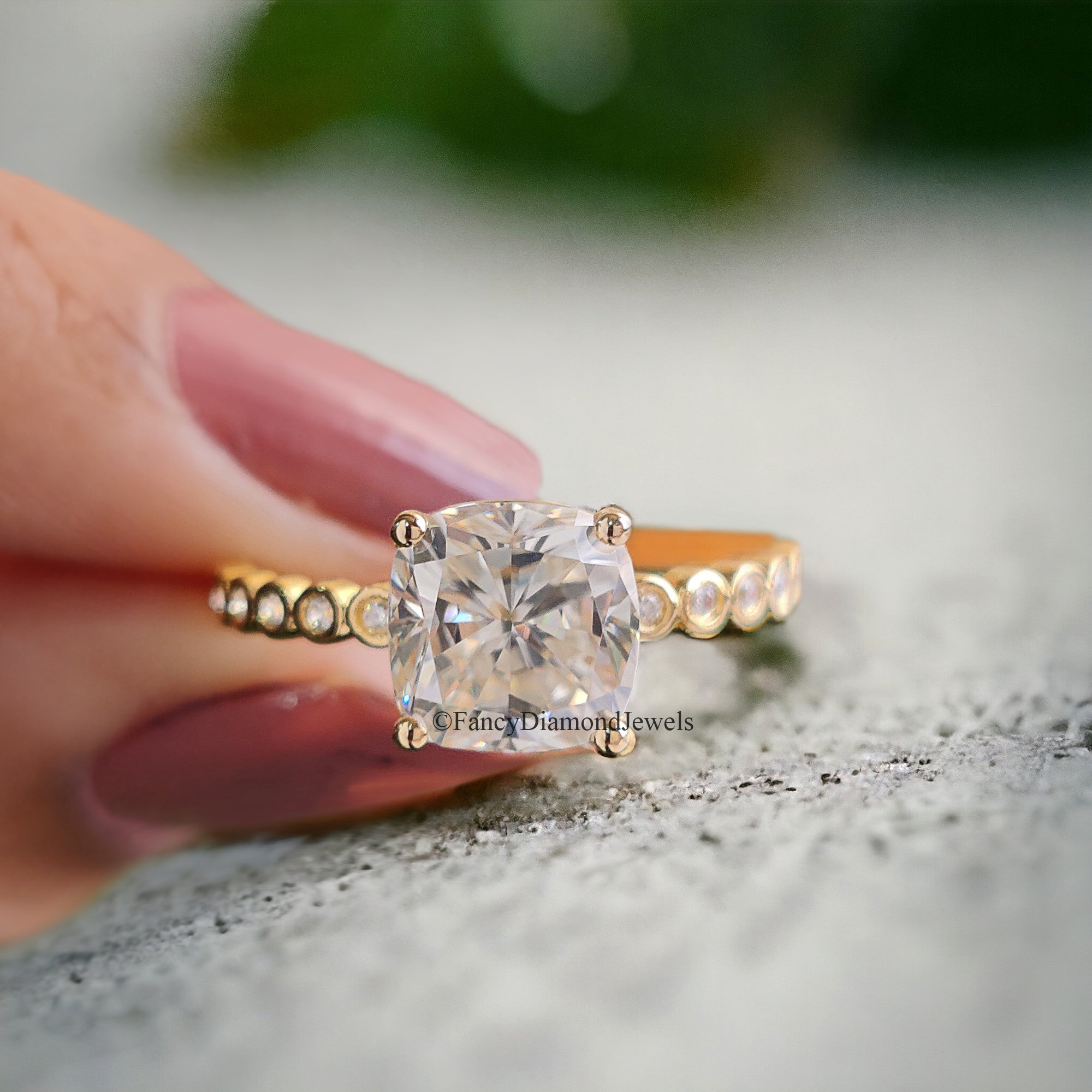 Cushion Moissanite Engagement Ring 1.60 CT Cushion Cut Moissanite Ring Round Prong Ring For Women Promise Ring Gift For Her Ring FD86