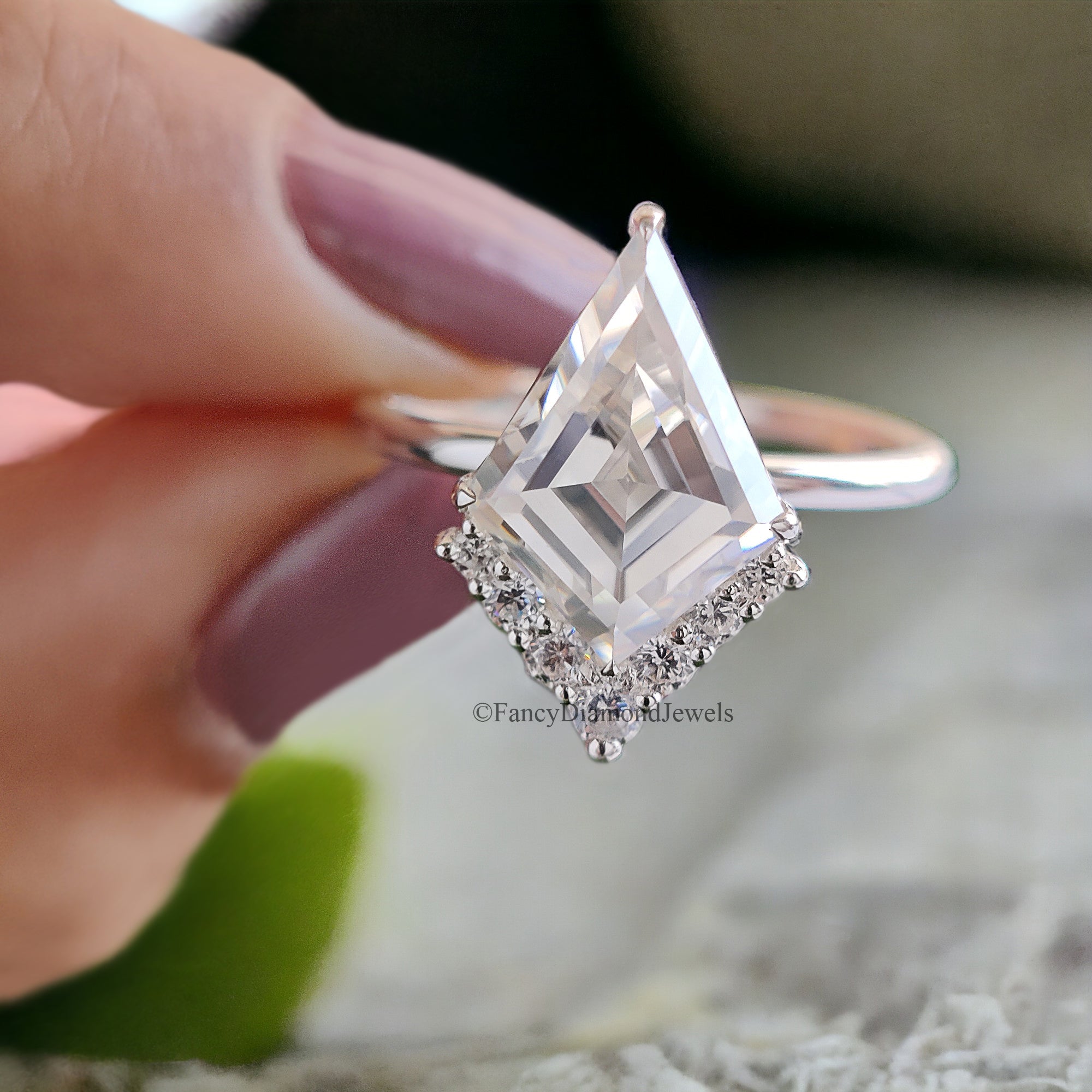 2.60 CT Antique Half Halo Moissanite Ring Antique Half Halo Engagement Ring Compass Set Prong Wedding Ring Anniversary Gift For Her FD61