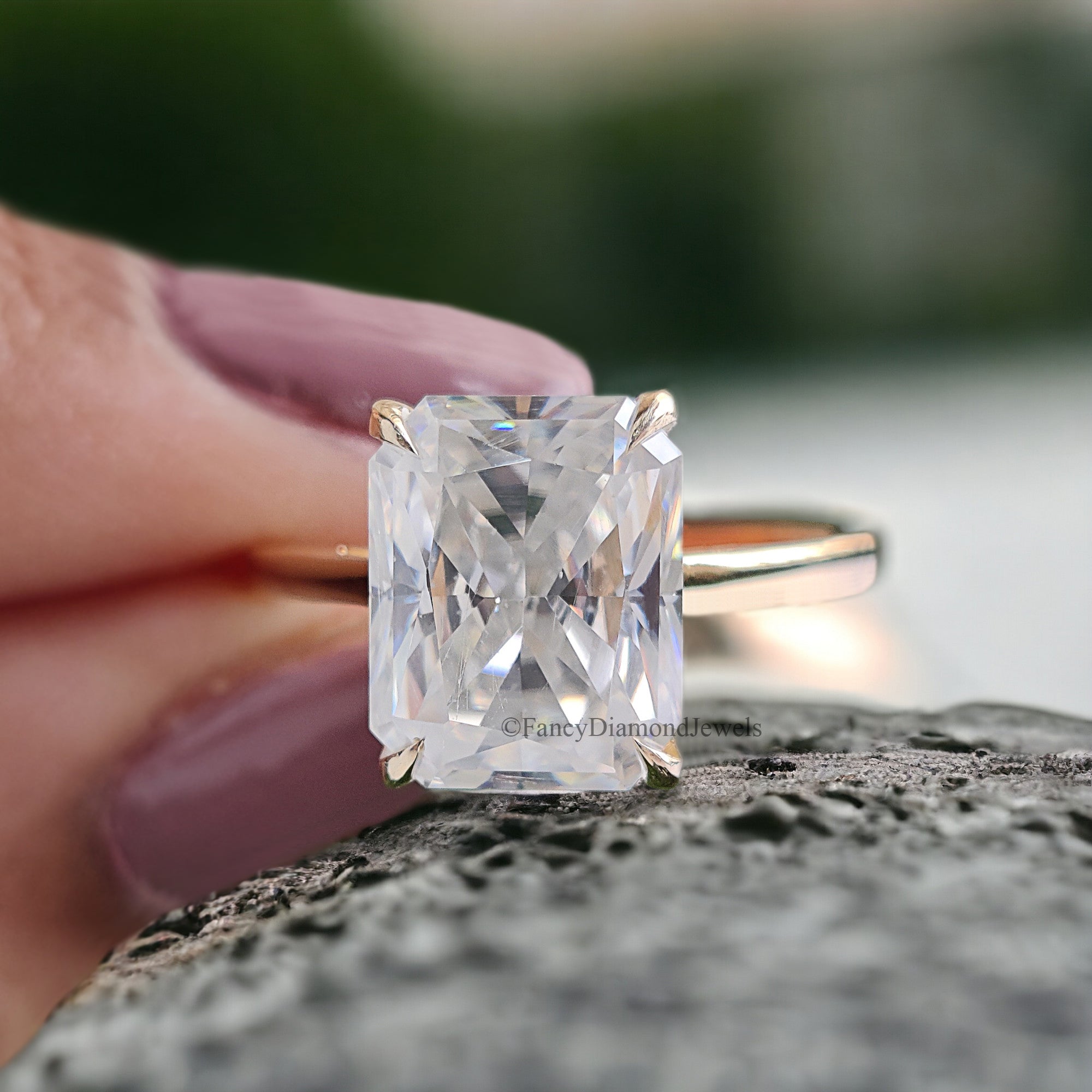 3.70 CT Radiant Cut Moissanite Engagement Ring Solitaire Moissanite Ring Claw Prong Solid Rose Gold Wedding Ring Anniversary Gift FD205