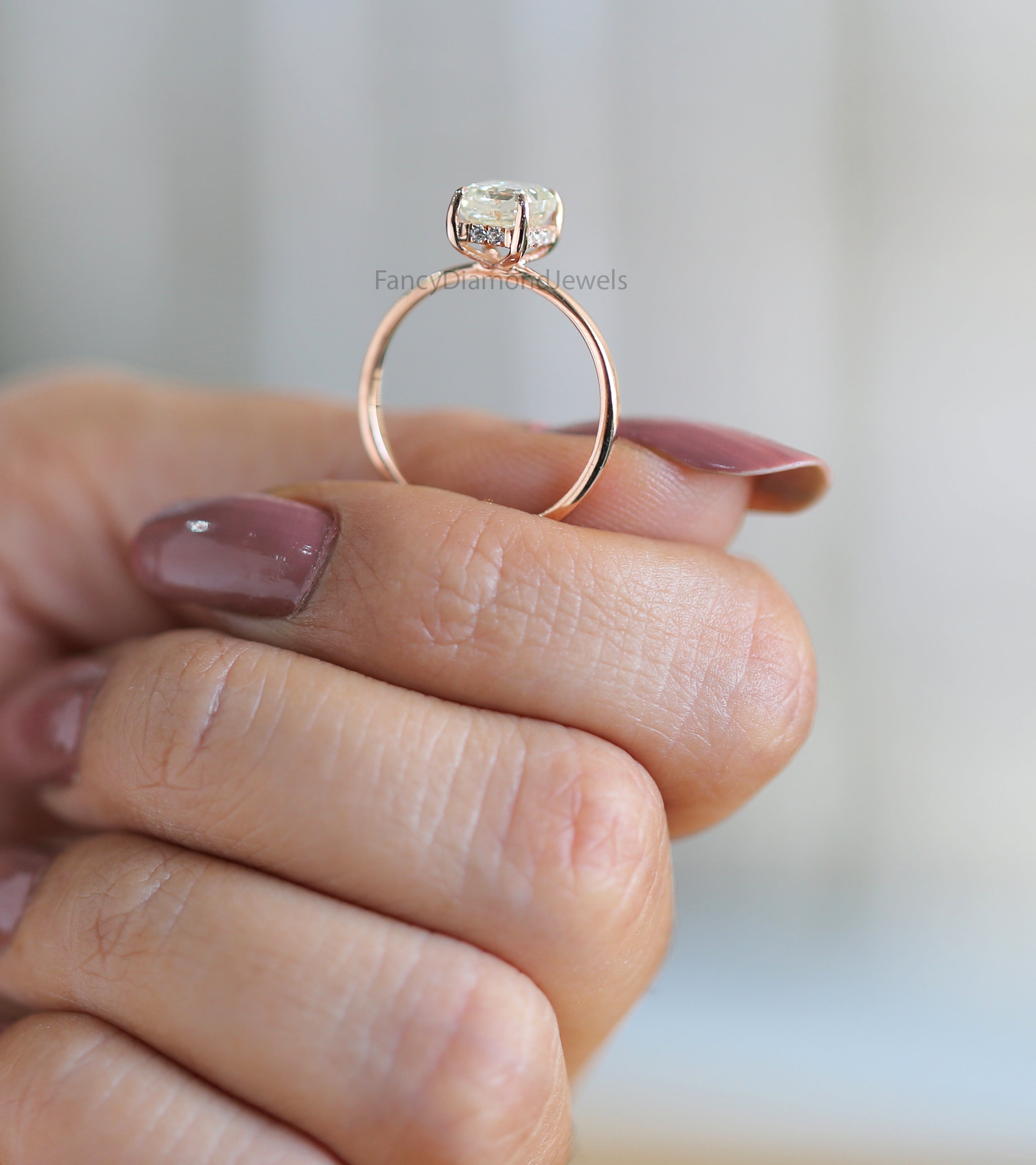 Square Cut Salt And Pepper Diamond Ring 1.31 Ct 5.91 MM Square Diamond Ring 14K Solid Rose Gold Silver Engagement Ring Gift For Her QL2574