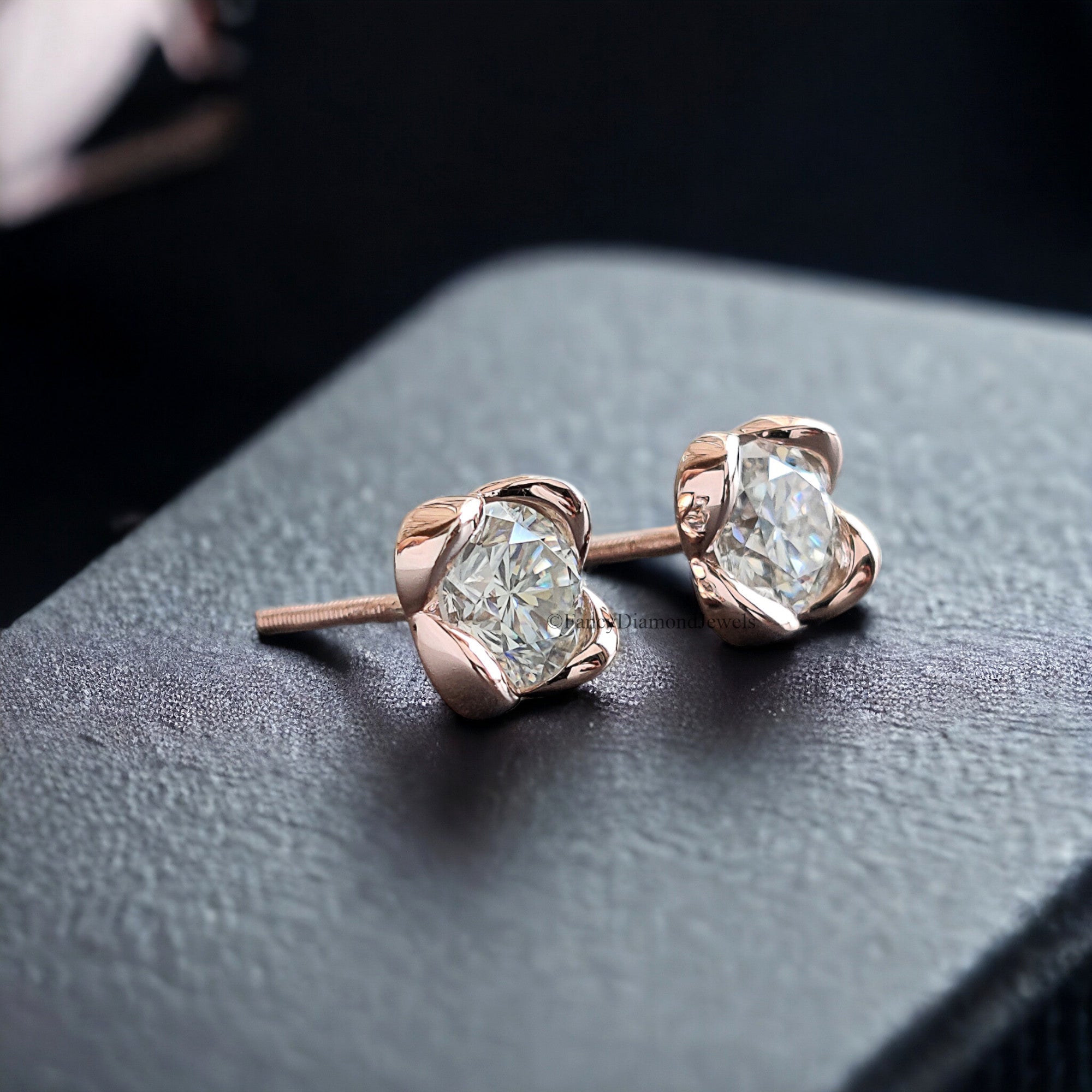 Round Brilliant Cut Earrings Colorless Moissanite Stud Earrings Screw Back Earrings Wedding Earrings Round Studs Earrings for Her FD144