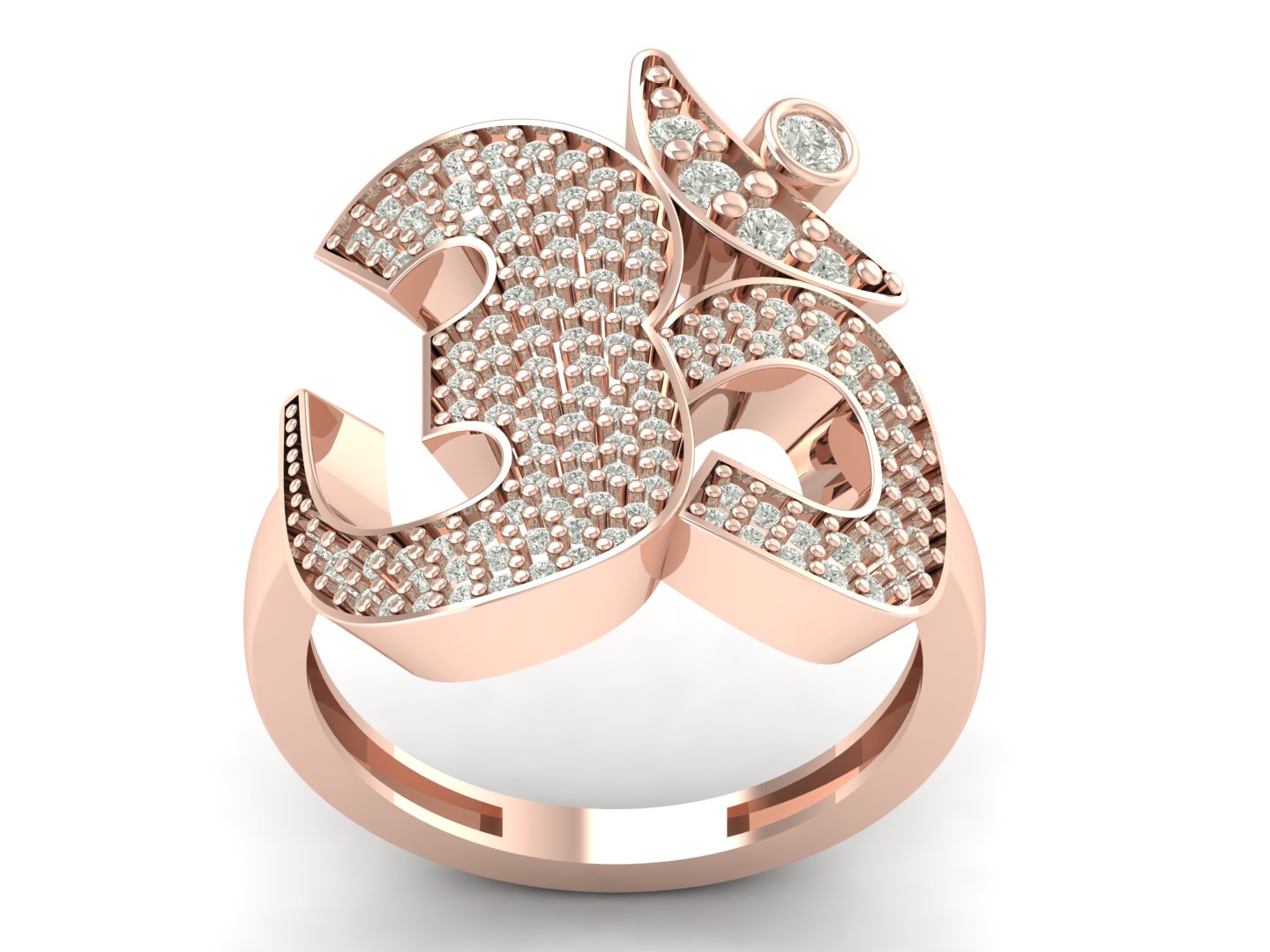 0.61 TW Prong Setting With Om Symbol Ring Round Cut Lab Grown Diamond Ring Men's Engagement Ring Wedding Ring PR599