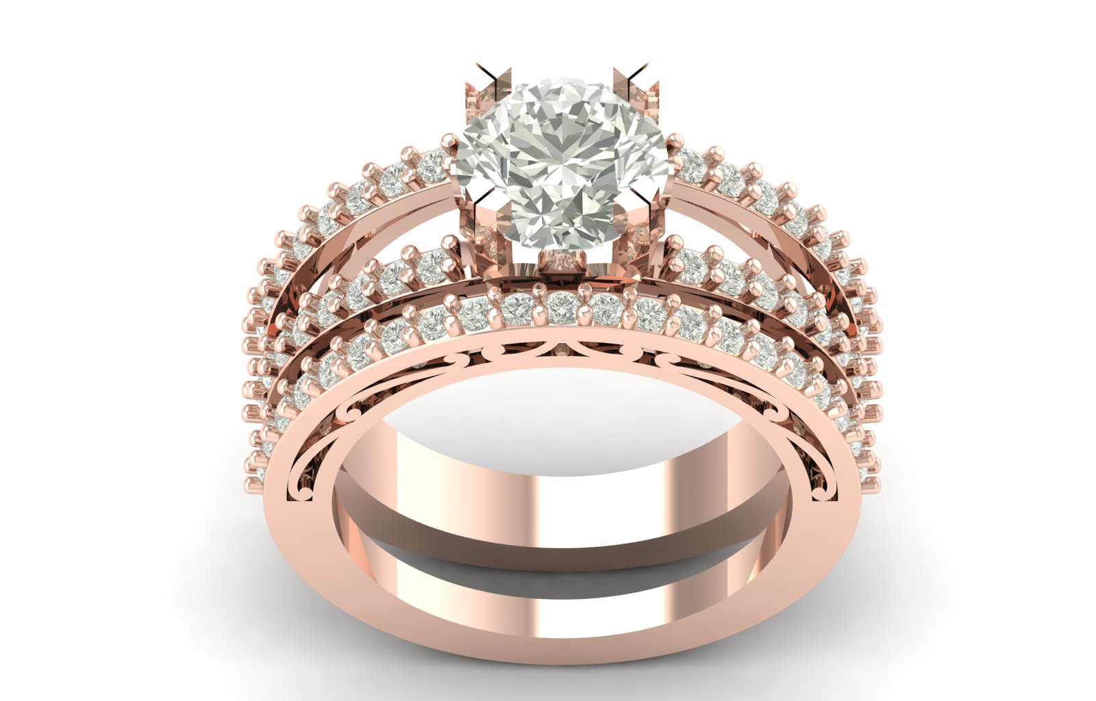 2.59 TW Unique Ring Square Prong Setting Round Cut Lab Grown Diamond Ring Solitaire Ring Wedding Ring Engagement Ring Set PR606