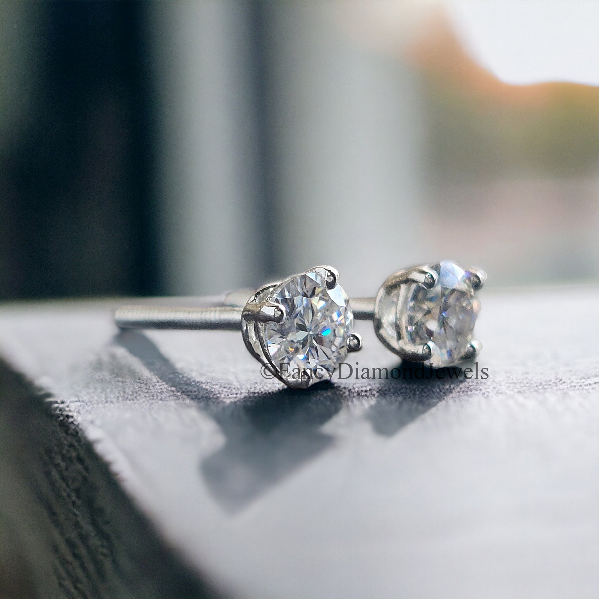 6 MM Round Brilliant Cut Earrings Colorless Moissanite Stud Earrings Screw Back Earrings Wedding Earrings Round Studs Earrings for Her FD24