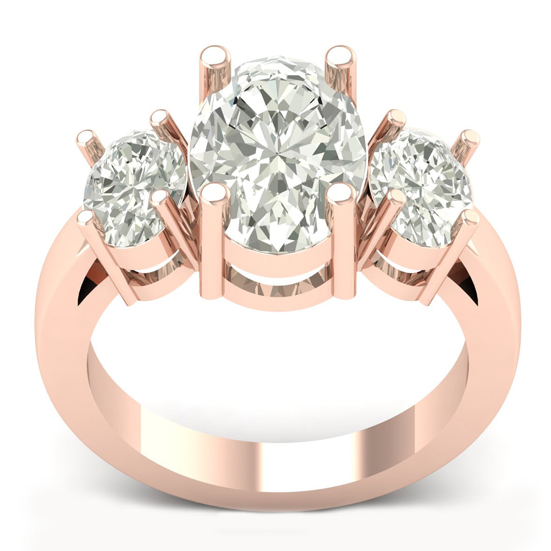 3 Stone Ring 4.29 TW Prong Setting Oval Cut Lab Grown Diamond Ring Ladies Cluster Unique Engagement Ring Wedding Ring PR647