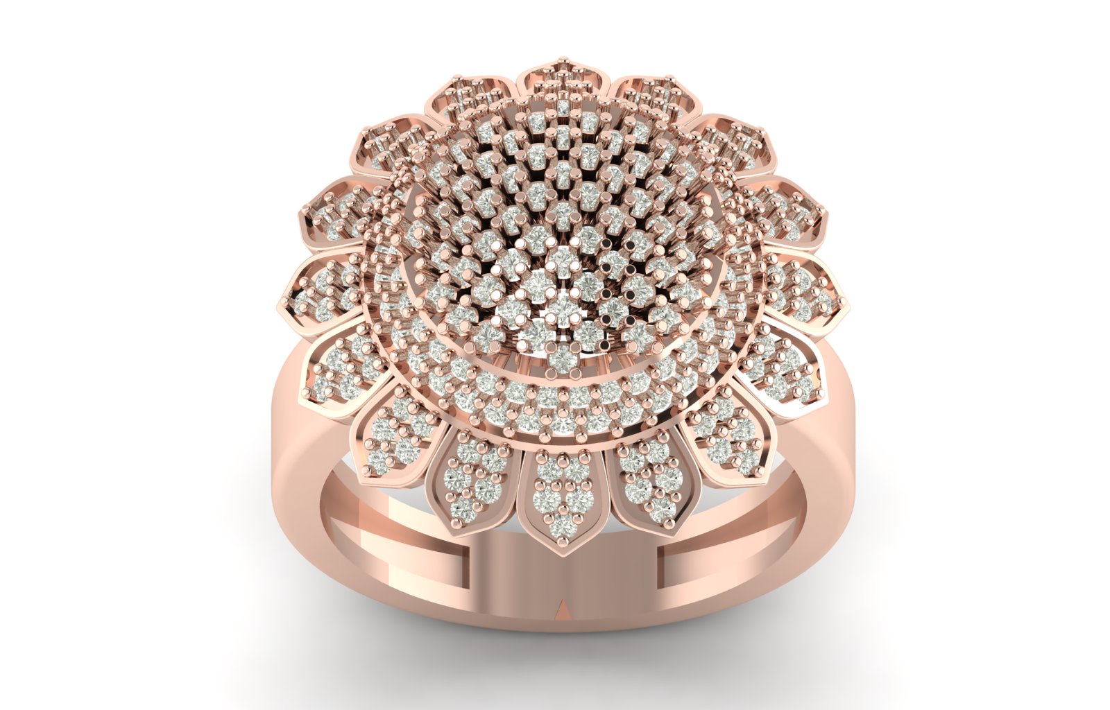 0.86 TW Round Cut Lab Grown Diamond Ring Prong Set With Floral Design Wedding Ring Cocktail Engagement Ring PR349