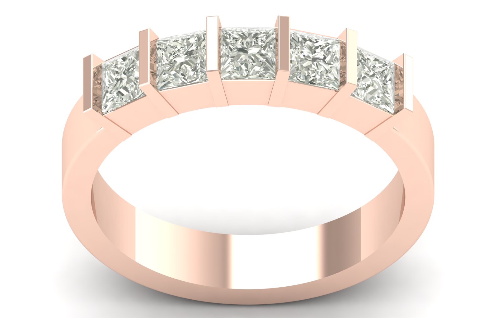 1.34 TW 5 Stone Wedding Band Prong Setting Band Princess Cut Lab Grown Diamond Band Engagement Band Bridal Wedding Band PR631