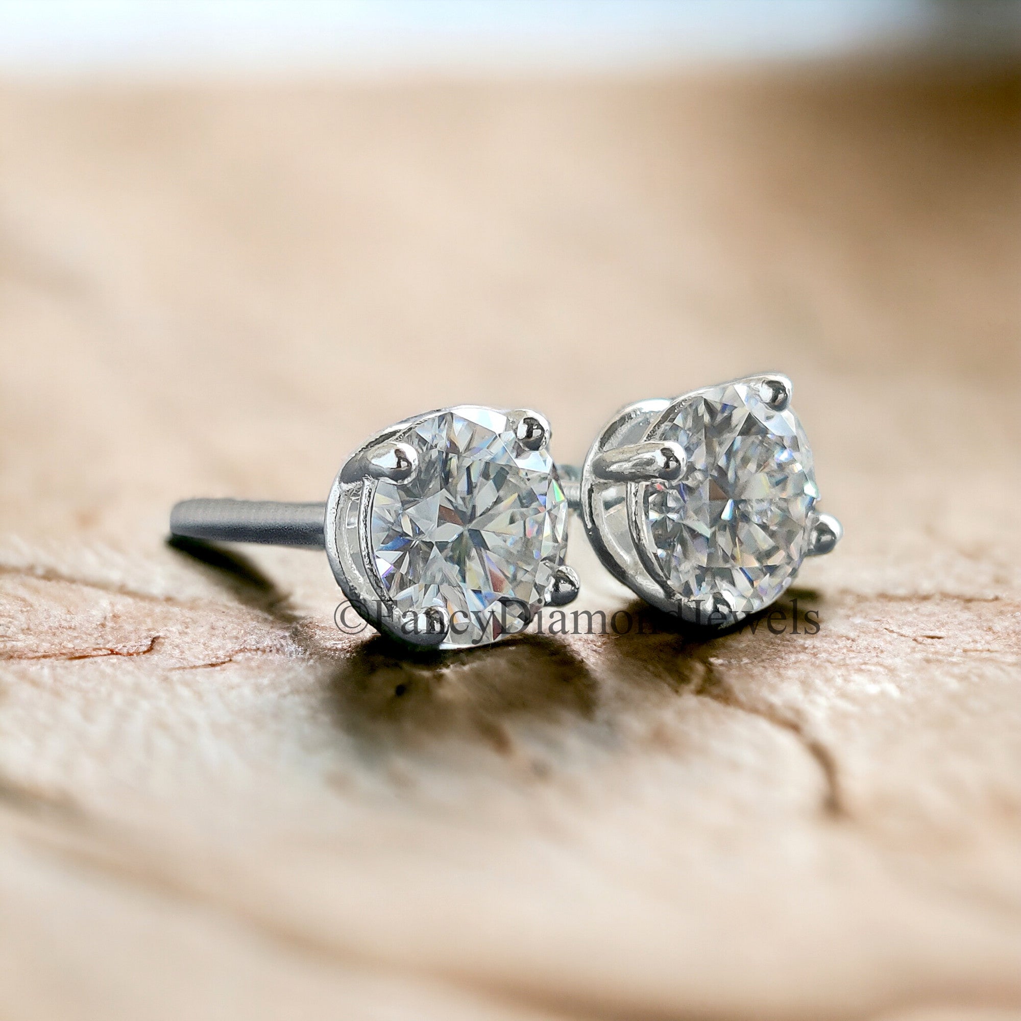 8 MM Round Brilliant Cut Earrings Colorless Moissanite Stud Earrings Screw Back Earrings Wedding Earrings Round Studs Earrings for Her FD20