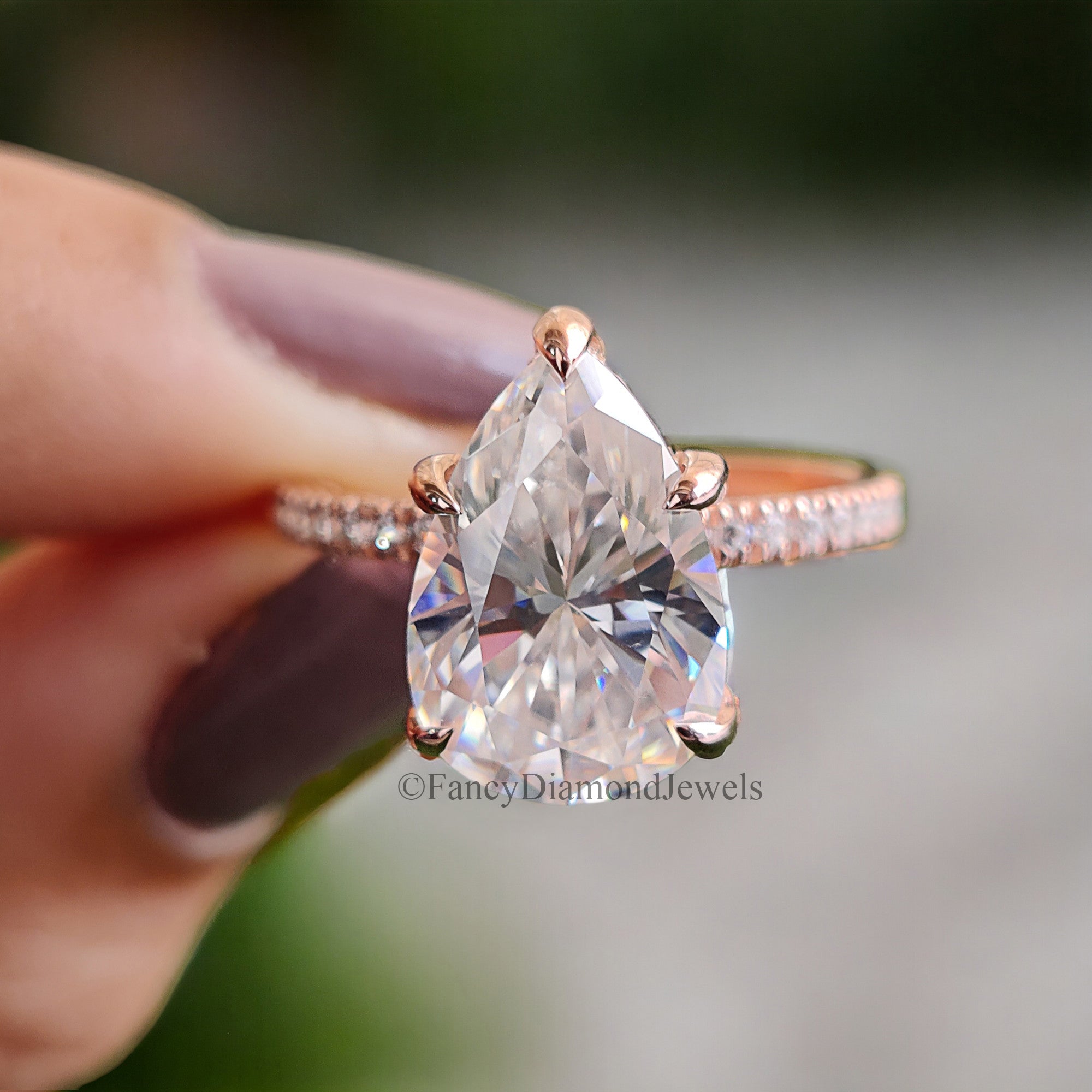 3.0 CT Pear Cut Moissanite Engagement Ring Anniversary Gift Hidden Halo 10K/14K/18K White Gold Pave Setting Ring Christmas Gift For Her FD17