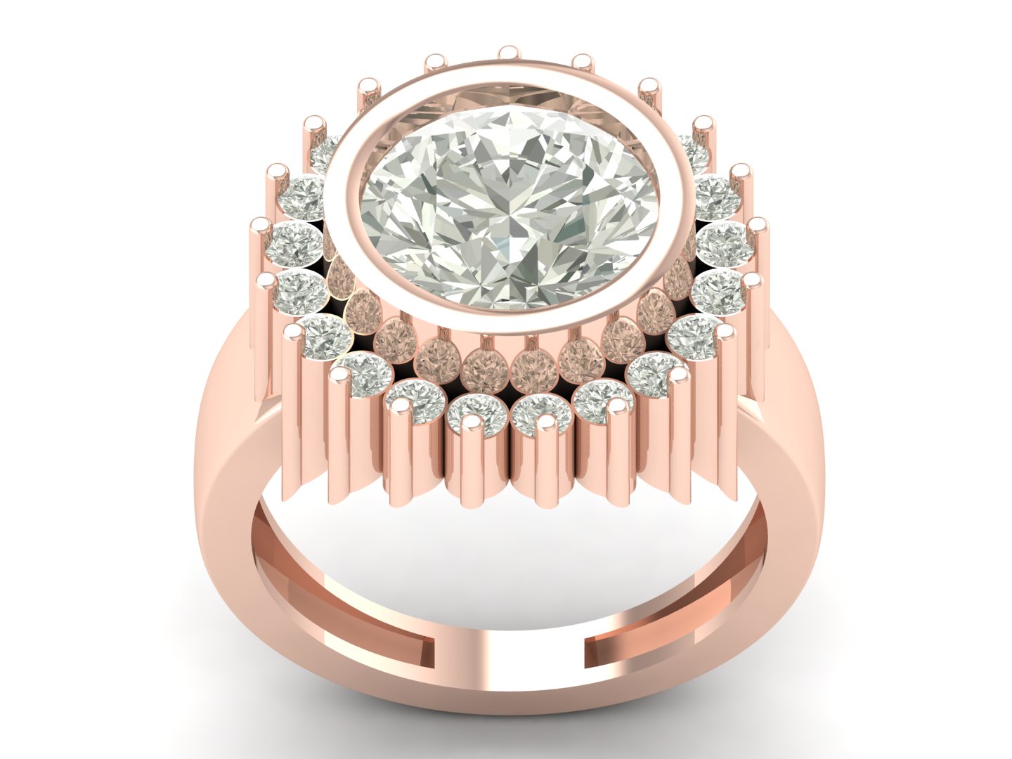 4.37 TW Bezel Setting Round Cut Lab Grown Diamond Ring Ladies Cluster Unique Engagement Ring Wedding Ring PR607