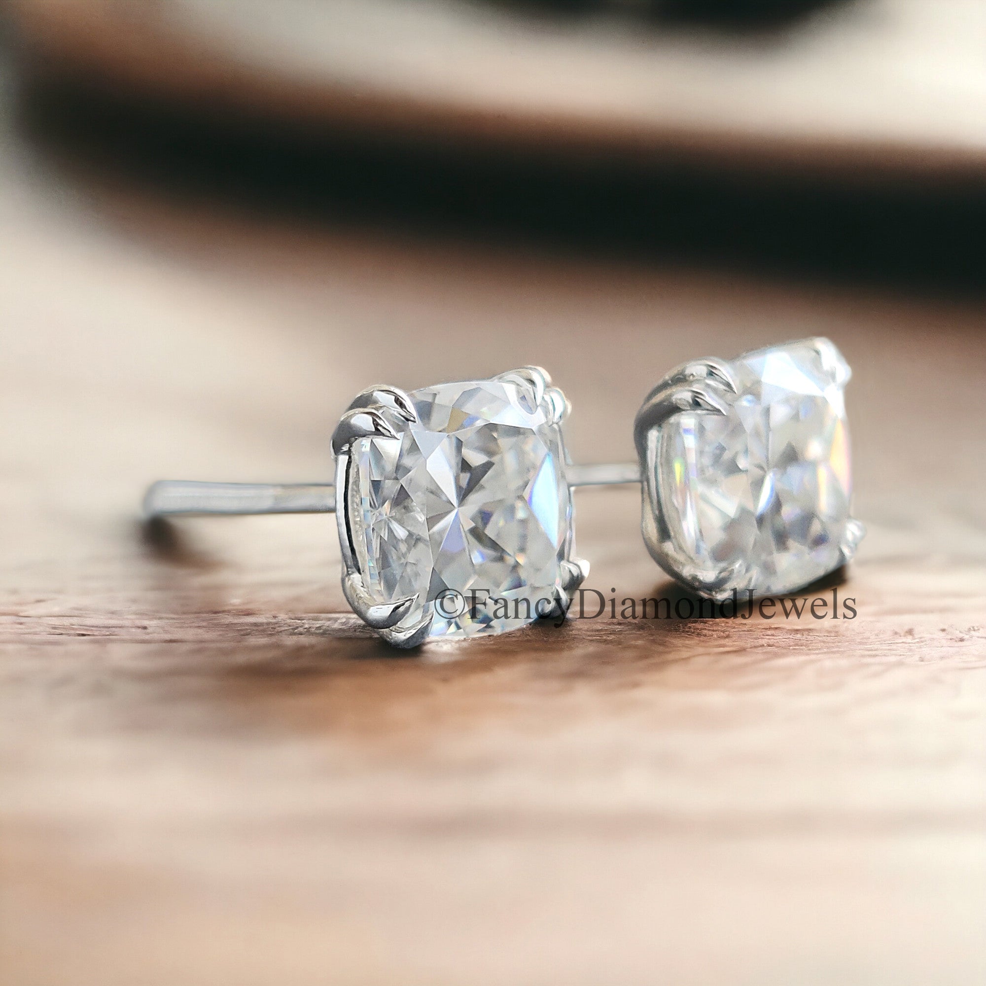 2.50 TW Cushion Hybrid Cut Moissanite Stud Earrings Double Claw Prongs Moissanite Wedding Earrings Screw Back Earrings Anniversary Gift FD57