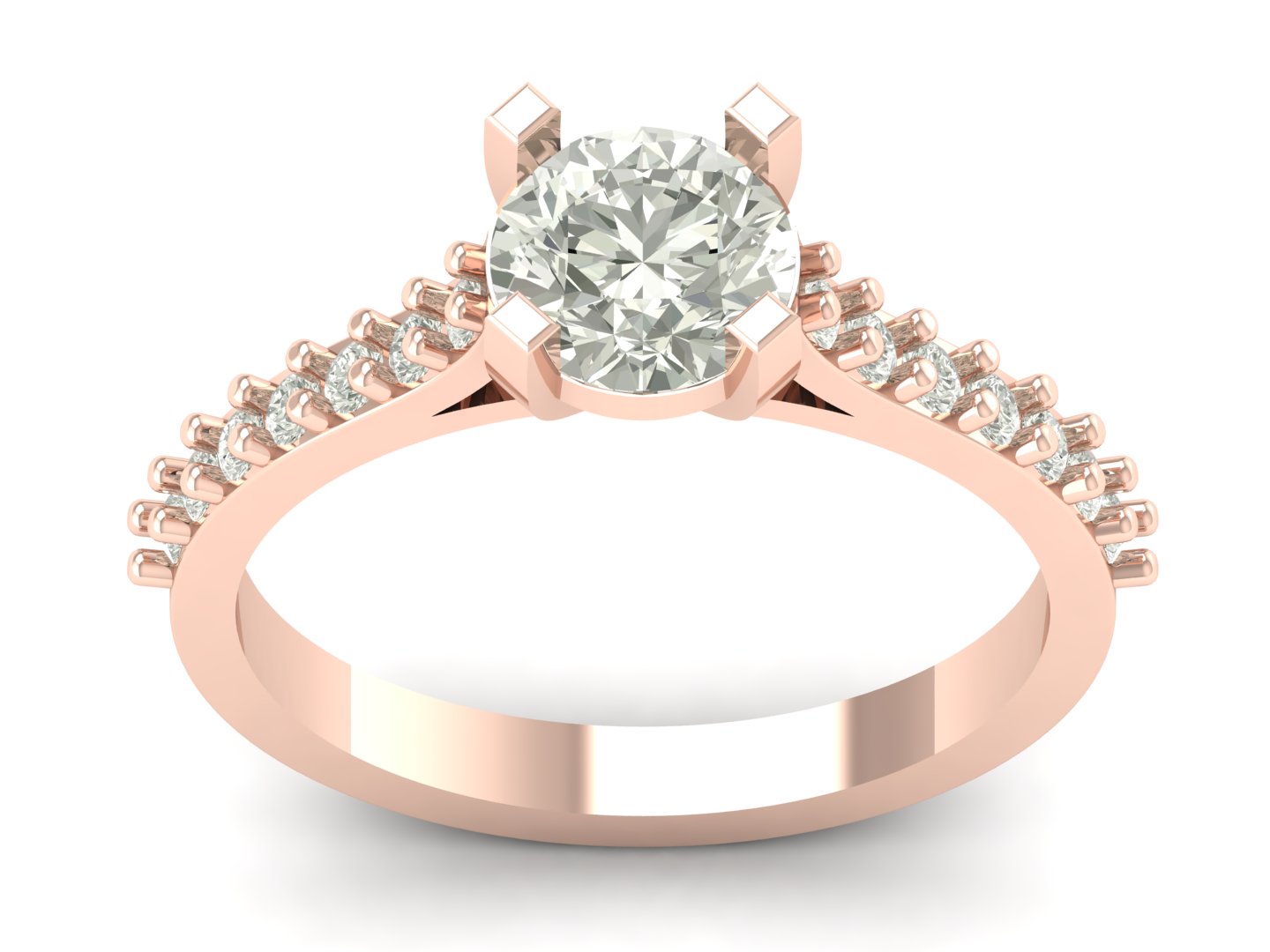 1.29 TW Round Cut Lab Grown Diamond Ring Square Prong Setting Engagement Ring Bridal Wedding Ring Solitaire Ring PR635