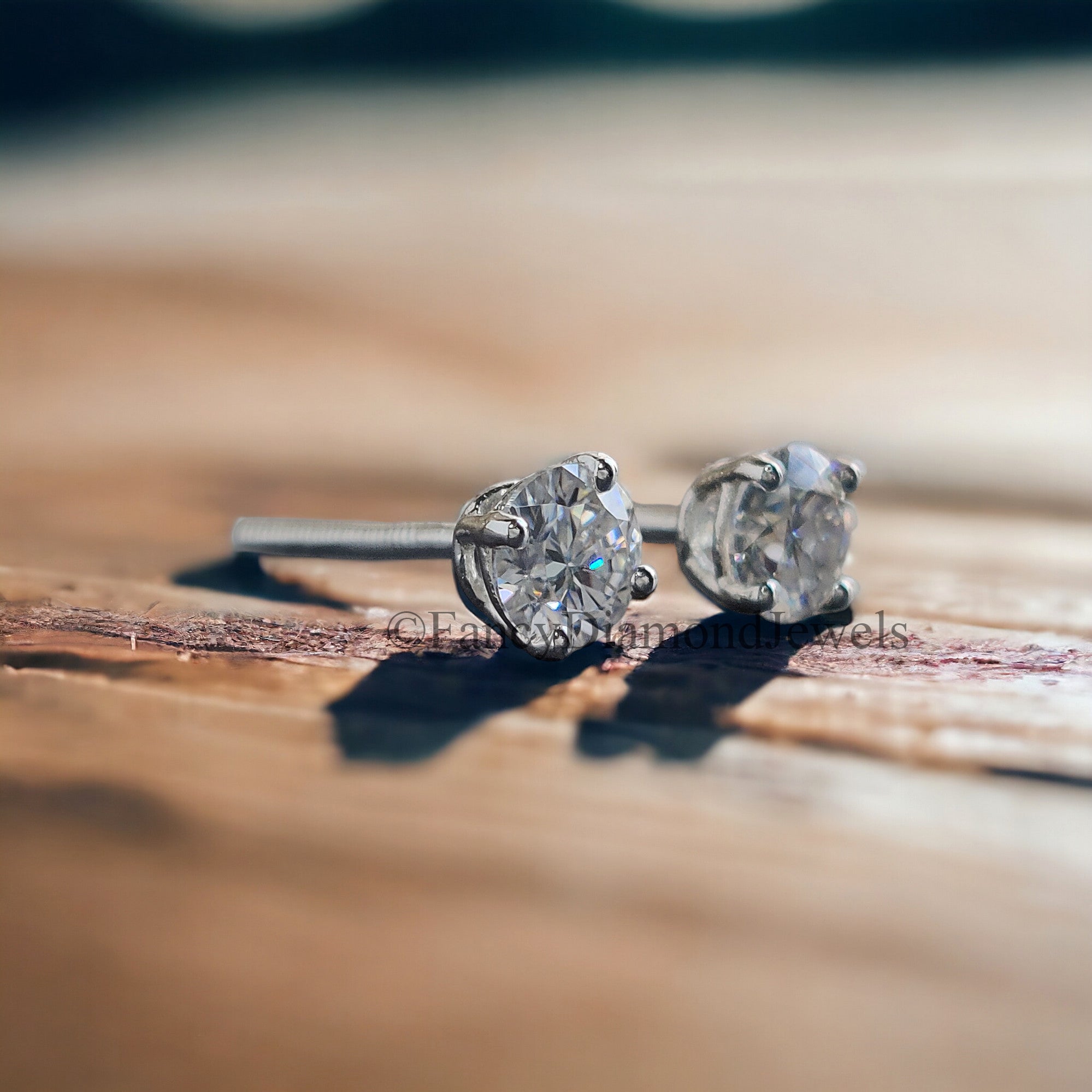 4 MM Round Brilliant Cut Earrings Colorless Moissanite Stud Earrings Screw Back Earrings Wedding Earrings Round Studs Earrings for Her FD18