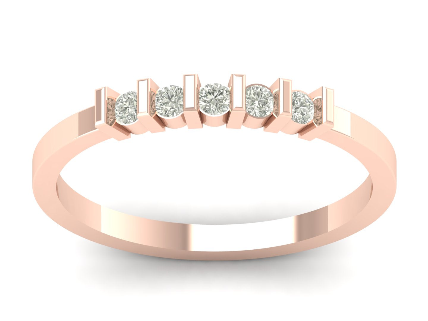 0.13 TW 5 Stone Wedding Band Prong Setting Band Round Cut Lab Grown Diamond Band Engagement Band Bridal Wedding Band PR628