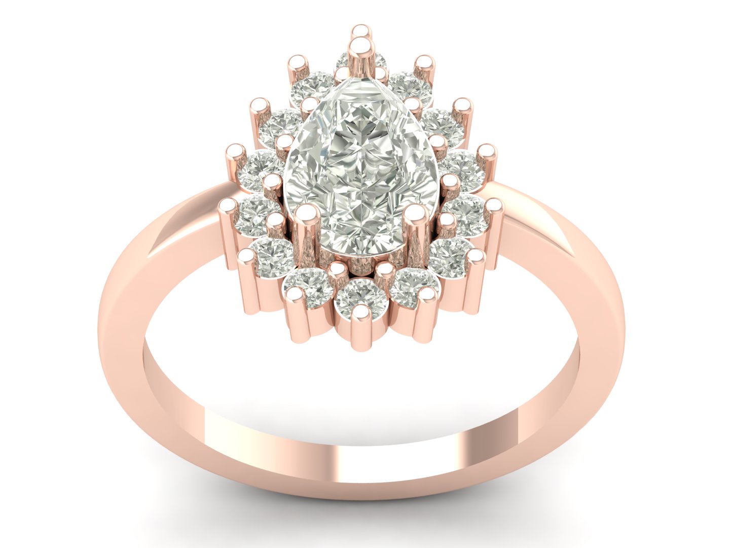 1.62 TW Unique Design Ring Pear Cut Lab Grown Diamond Ring Halo Set Engagement Ring Prong Set Wedding Ring PR633