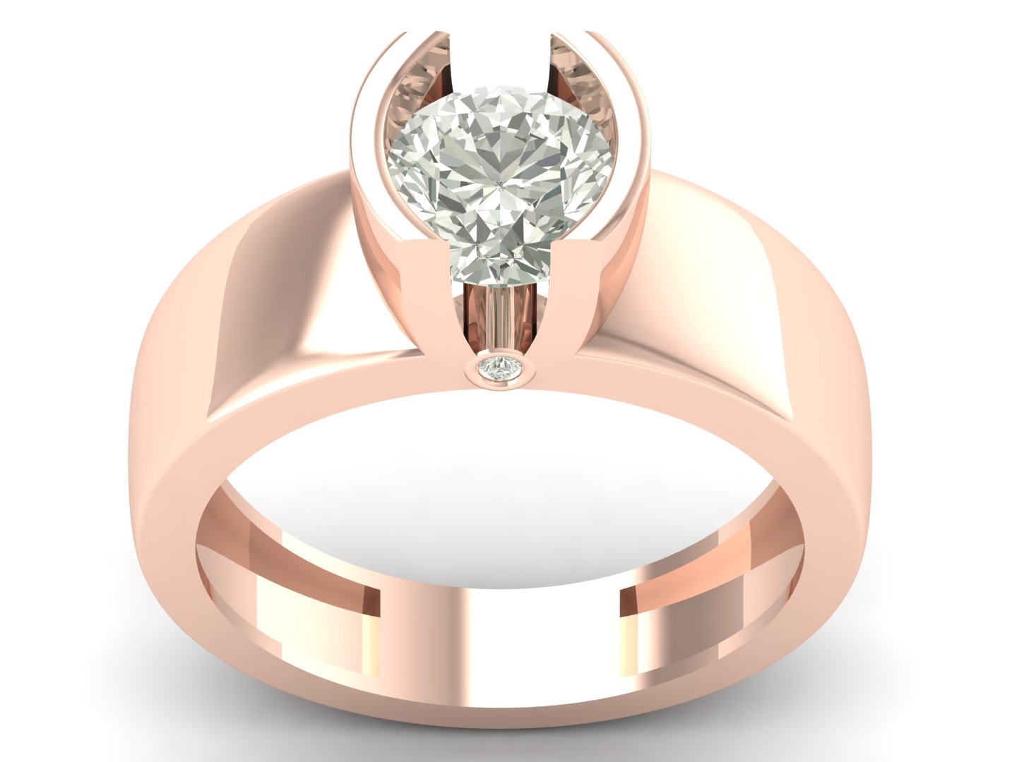 1.30 TW Round Cut Lab Grown Diamond Ring Presser Setting With Half Bezel Set Engagement Ring Bridal Wedding Ring Solitaire Ring PR617